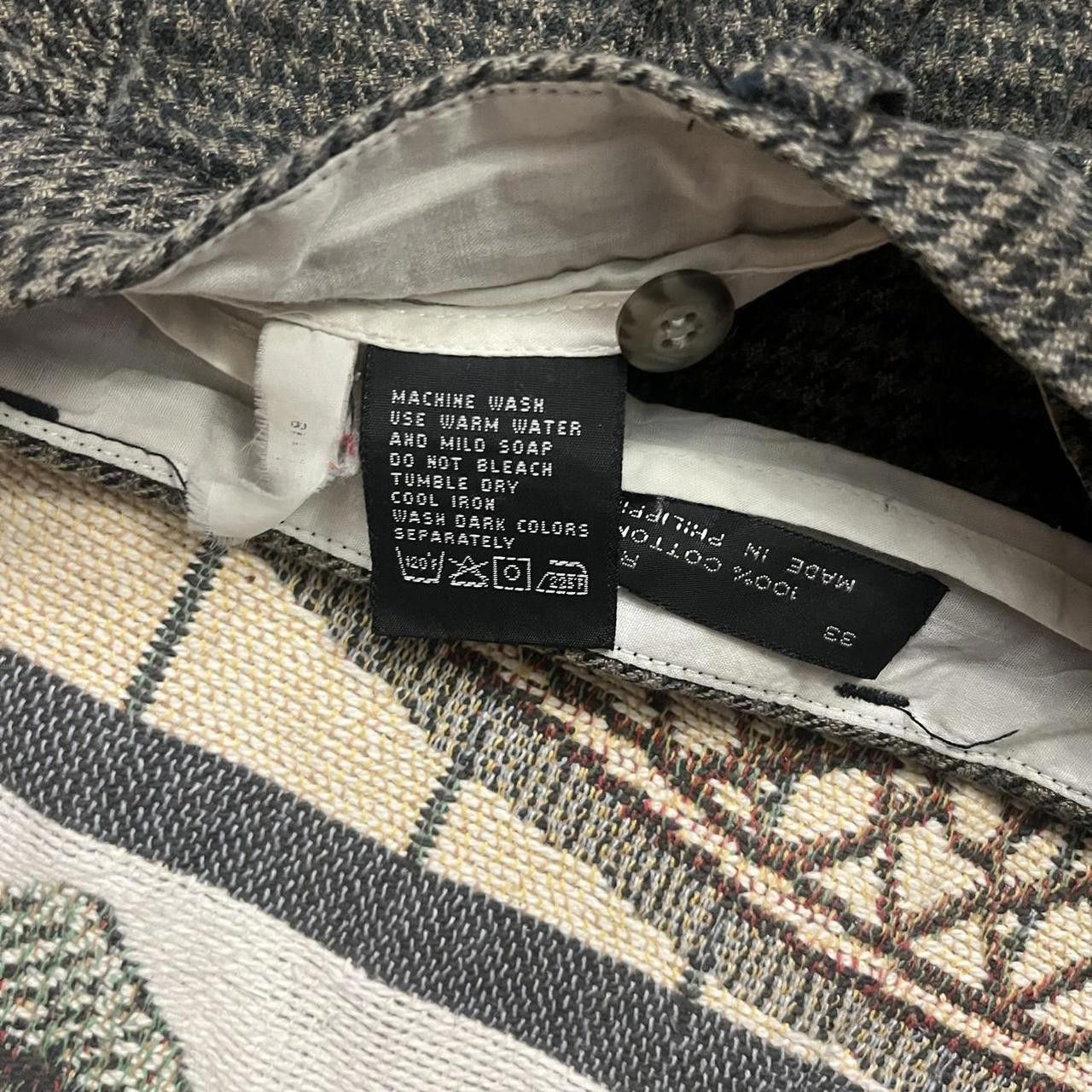 Designer Brown and Navy Plaid Cotton Trousers Size US 31 - 4 Thumbnail