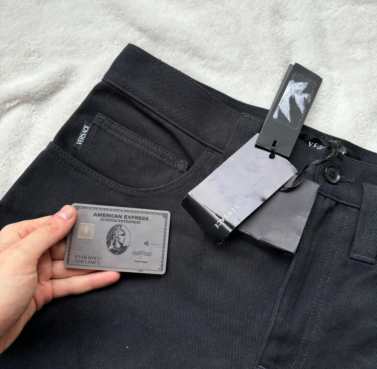 Versace Versace Black Oval Greca Logo Jeans Size US 40 / EU 56 - 3 Thumbnail