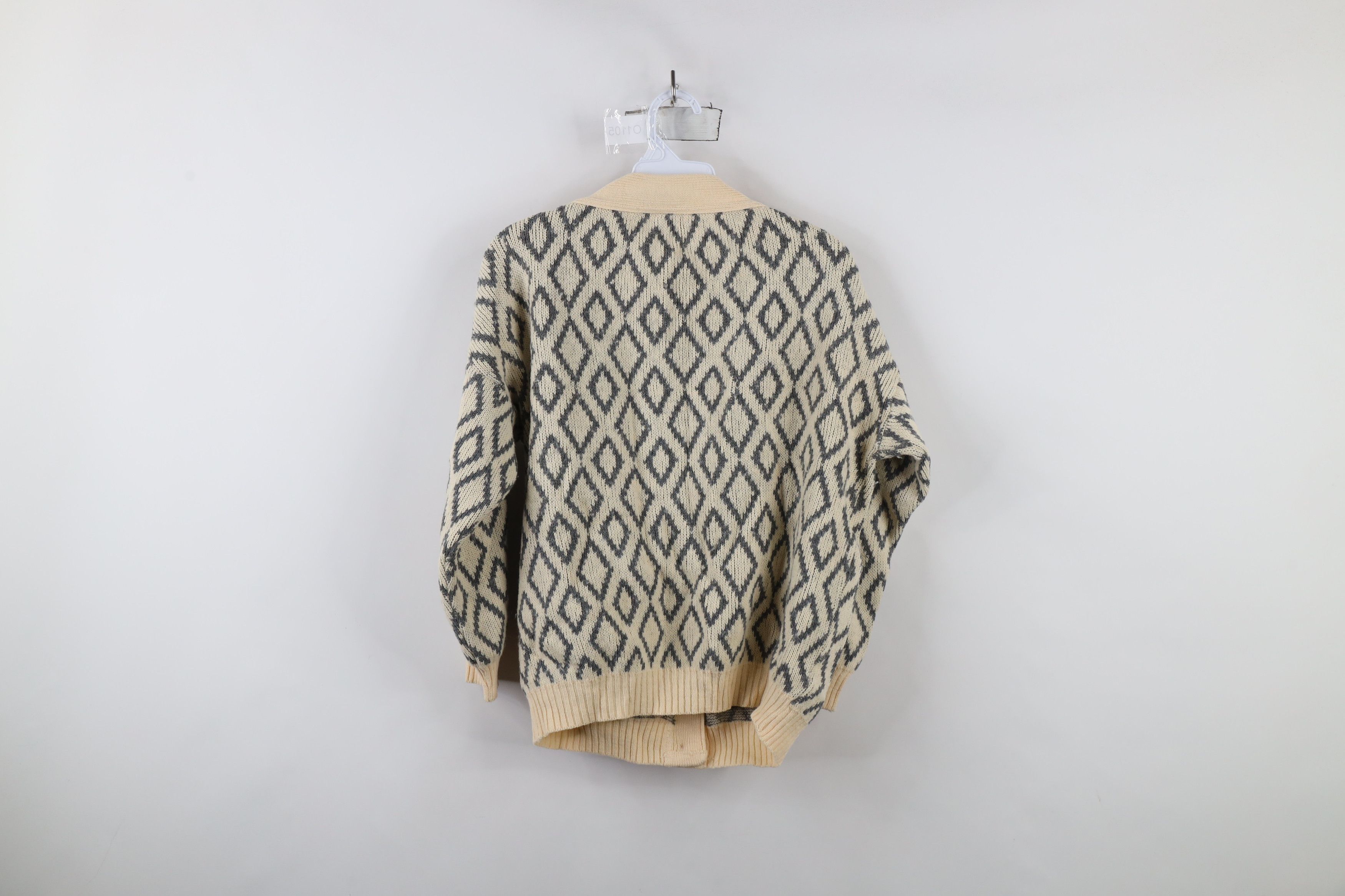 Vintage Vintage 90s Streetwear Diamond Knit Cardigan Sweater Size M / US 6-8 / IT 42-44 - 9 Thumbnail