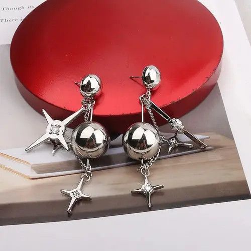 Other Fashionable Star Crystal Metal Ball Drop Earrings Size ONE SIZE - 3 Thumbnail