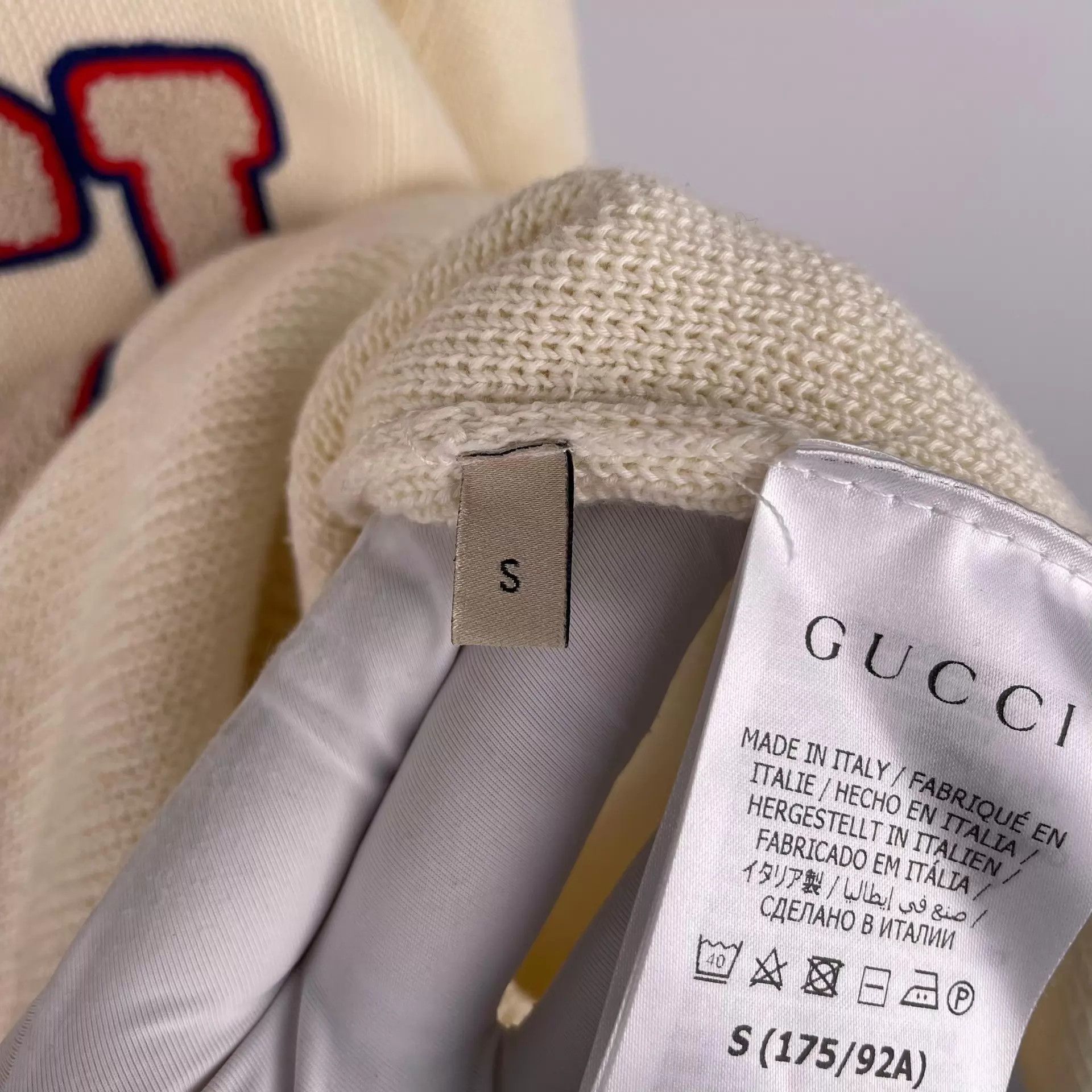 Gucci Gucci big logo knit sweatshirt S off-white Size US S / EU 44-46 / 1 - 5 Thumbnail