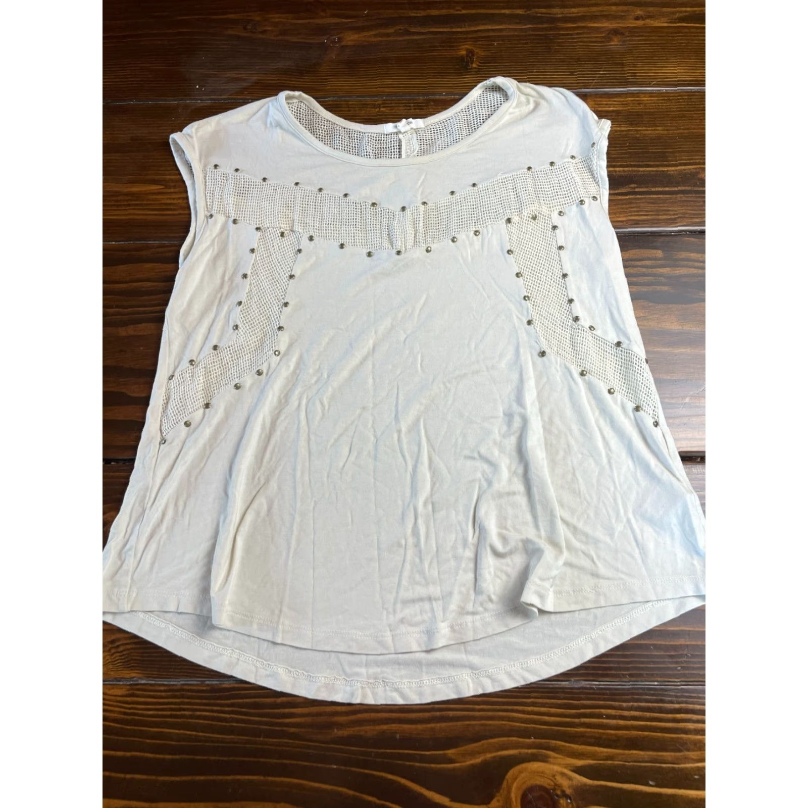 Vintage Maurices Shirt Women's Medium Ivory Lightweight Metal Detail T-Shirt Casual Modern Womens Size M / US 6-8 / IT 42-44 - 2 Thumbnail