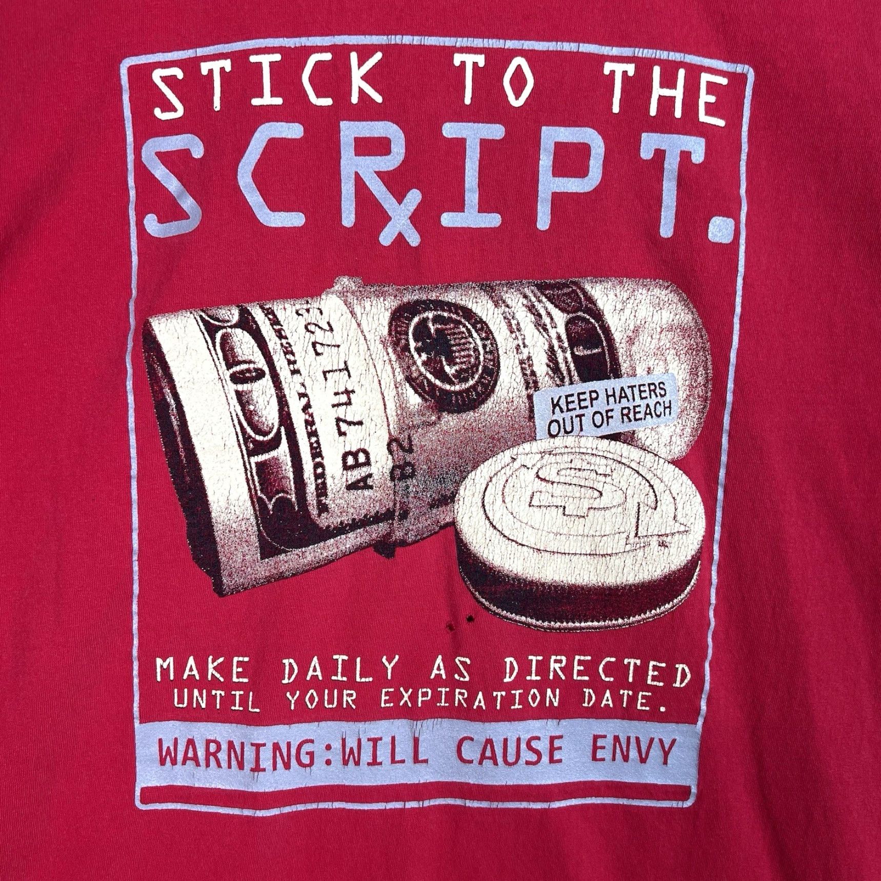 Vintage VINTAGE 2000s Dream USA Y2K Stick To The Script Money Graphic T-Shirt Adult Men 3XL Red Size US XXL / EU 58 / 5 - 4 Thumbnail