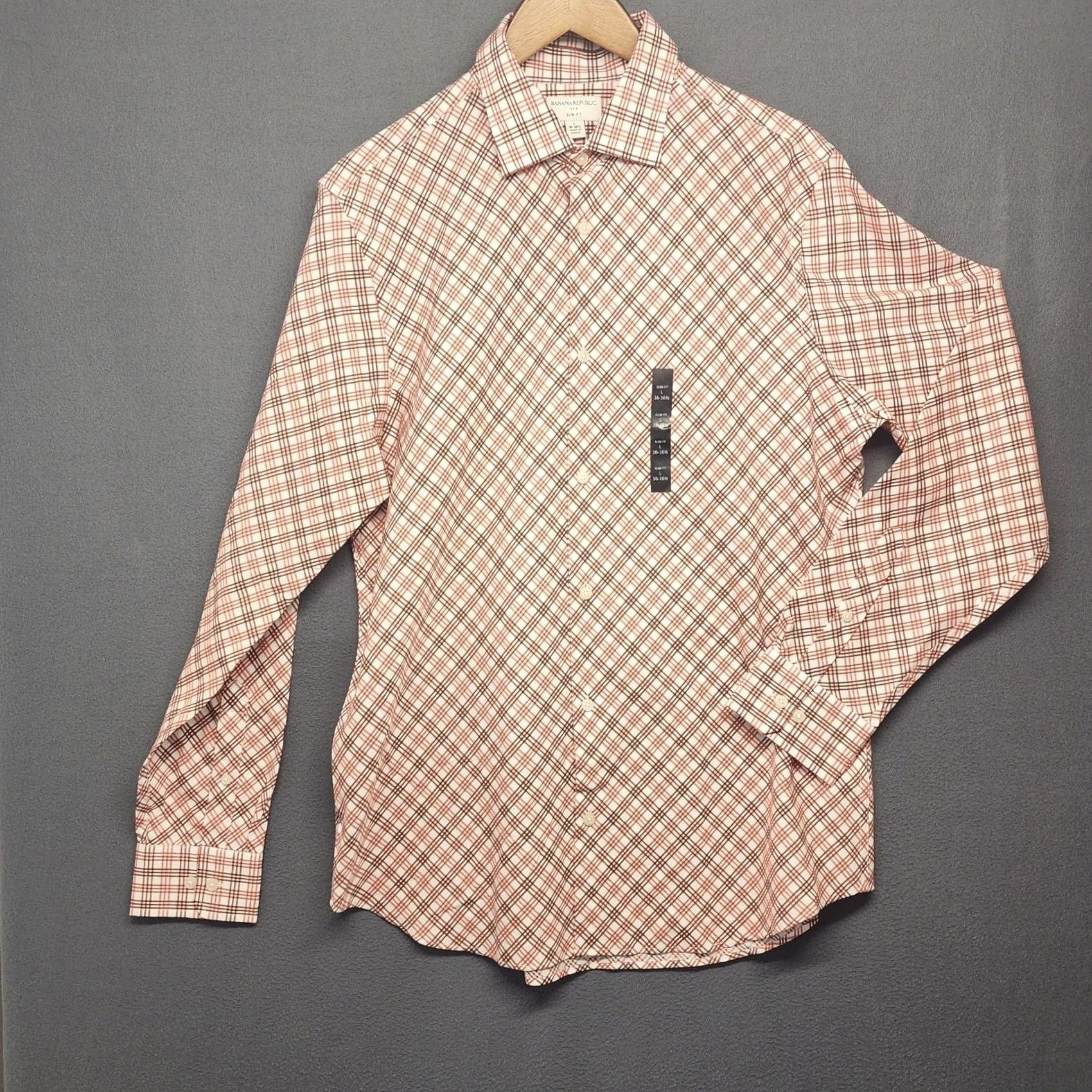 Banana Republic Banana Republic Mens Shirt Large Slim Fit Long Sleeve Button-Up Orange Geometric Shirt Mens L Orange Geometric Fall Spring Winter Button-Up Size US L / EU 52-54 / 3 - 2 Thumbnail