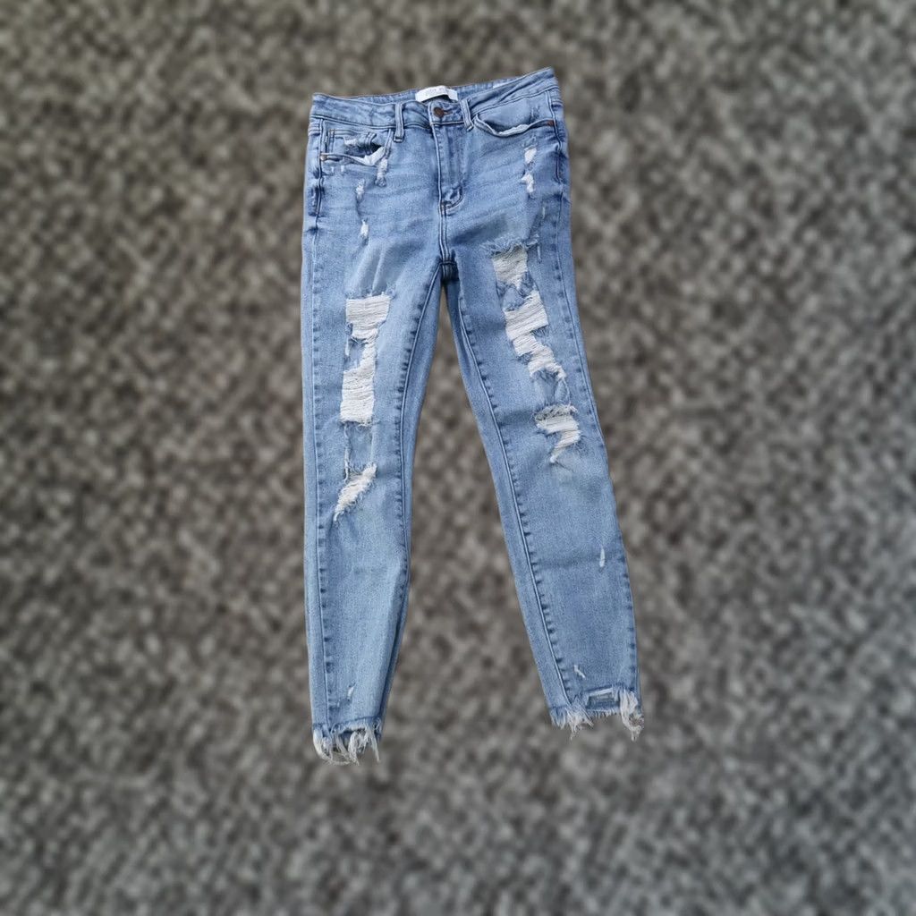 Denime Judy Blue Skinny Fit Jeans Women's 7/28 Blue Stretch Denim Mid Rise Jeans Slim Regular 5-Pocket Design 28in Waist 26in Inseam Size 28" / US 6 / IT 42 - 1 Thumbnail