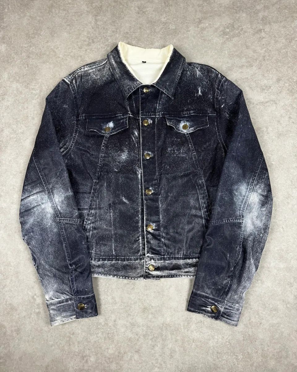 Just Cavalli 2000s Cavalli Grey Eroded Denim Jacket Size US L / EU 52-54 / 3 - 1 Thumbnail