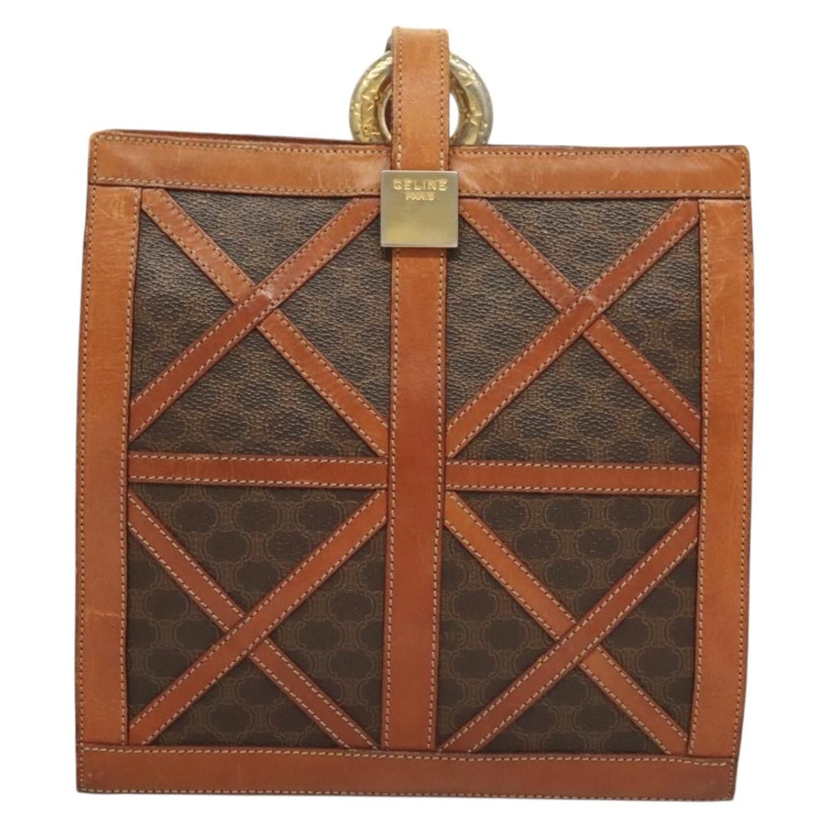 Celine CELINE Macadam Canvas Shoulder Bag Pvc Leather Brown Gold Size ONE SIZE - 3 Thumbnail