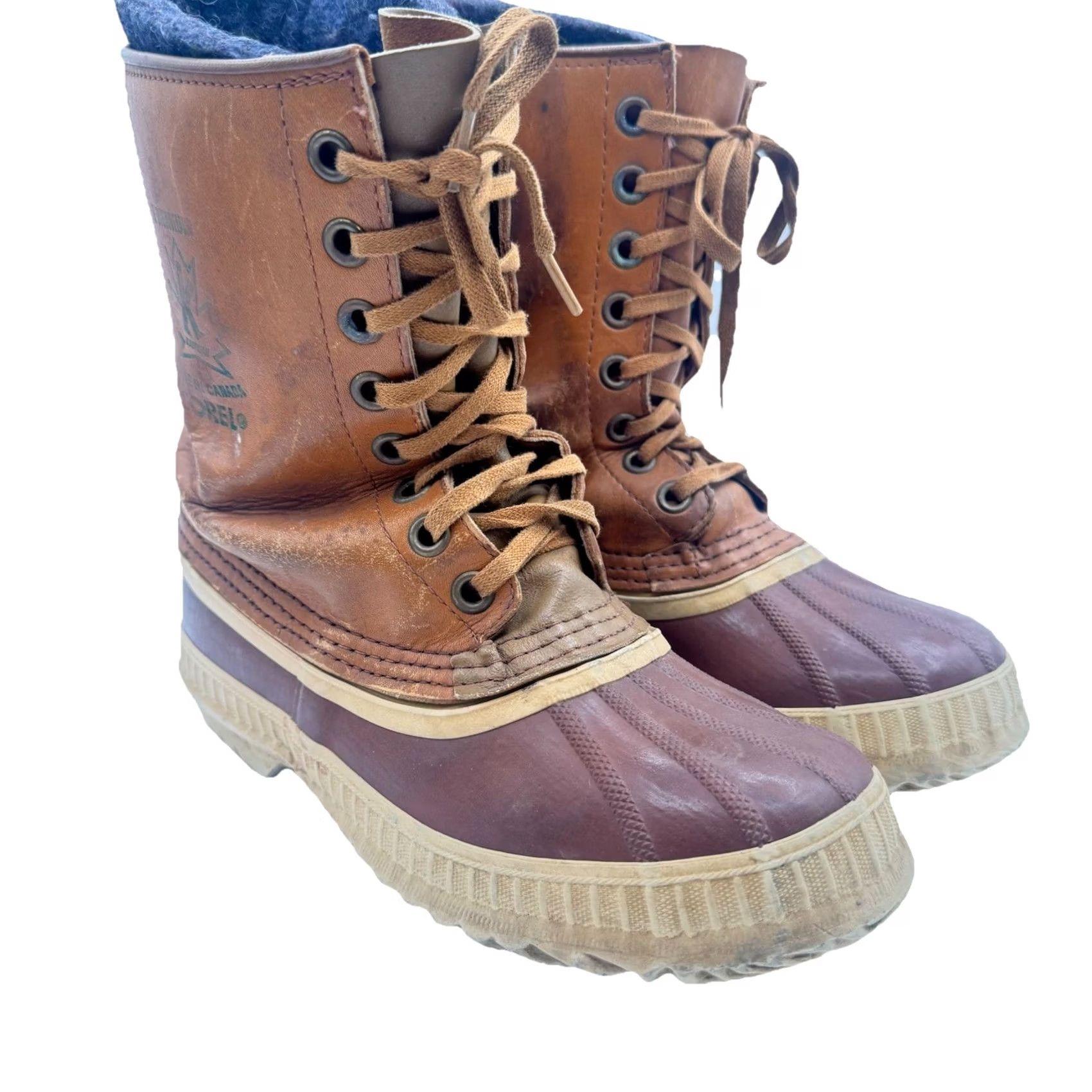 SOREL VINTAGE Sorel Kaufman Snow Boots Womens 6 Beige Wool Lined Lace Up Winter Canada Boots Ladies Wool Lined Mid-Calf Beige Size US 6 / IT 36 - 2 Thumbnail