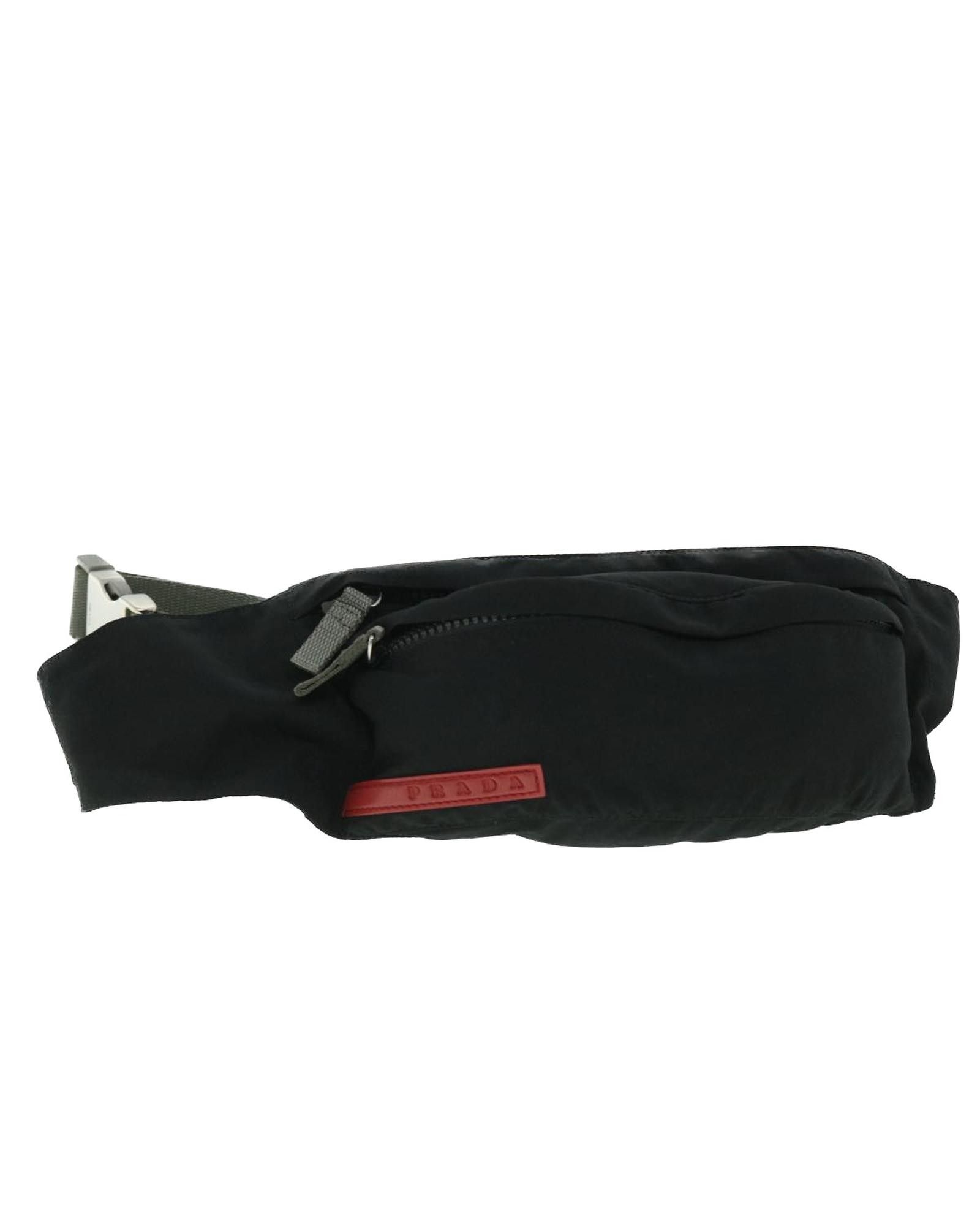 image of Prada Nylon Sports Waist Bag Black Red, Women's