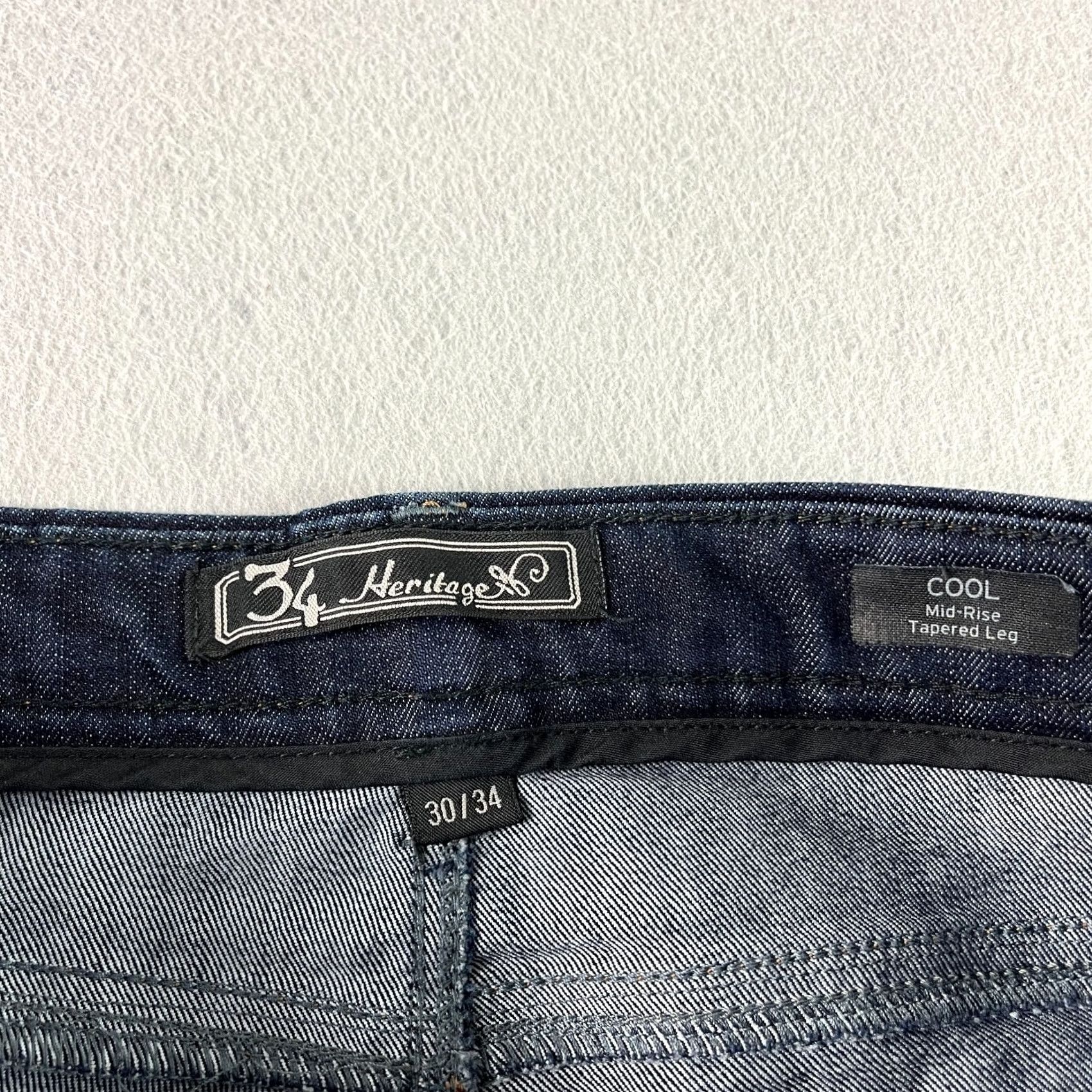 Vintage VINTAGE 34 Heritage Jeans Mens Regular Denim Blue 30x32 33 Inseam Tapered Dark Wash (Pattern: Solid) - Size US 30 / EU 46 - 4 Thumbnail
