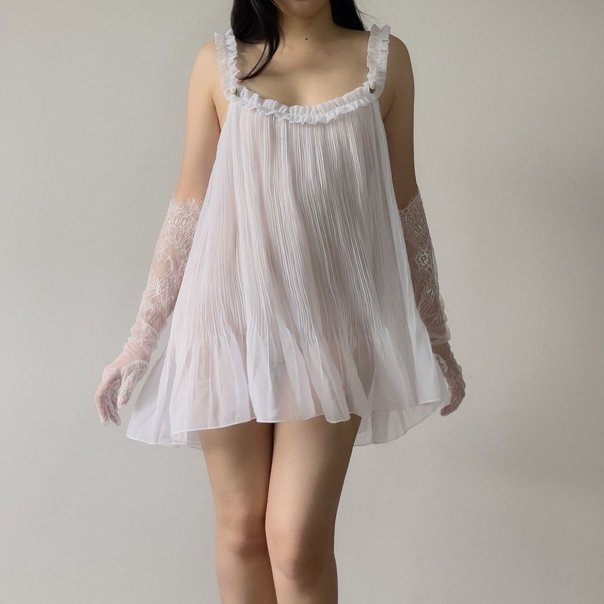 Victoria's Secret Victoria’s Secret White Chiffon Mini Slip Dress (L–XL) Size XL / US 12-14 / IT 48-50 - 4 Thumbnail