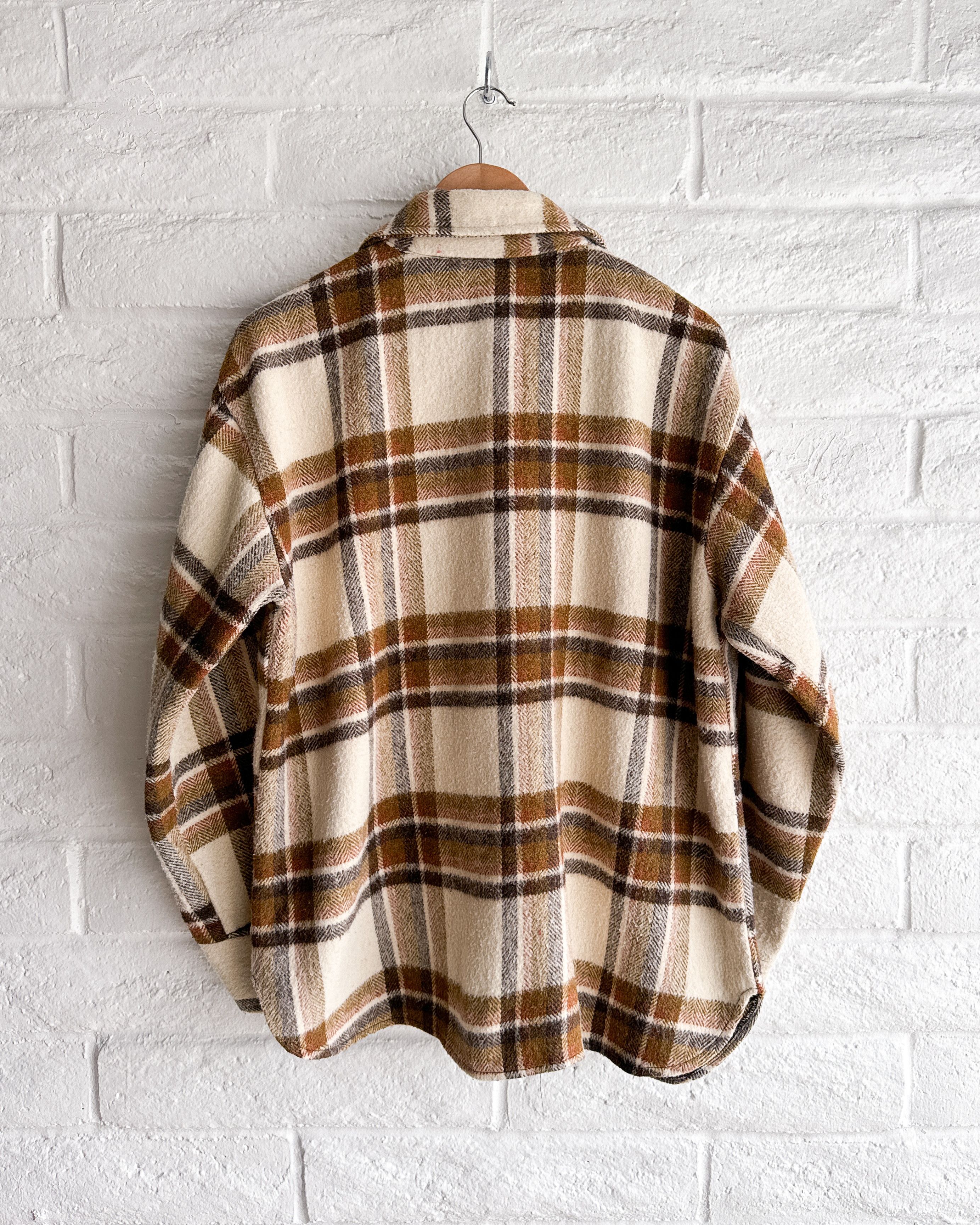 Vintage Vintage 1970s Montgomery Ward Wool Blend Cream Plaid Flannel Size US L / EU 52-54 / 3 - 6 Thumbnail