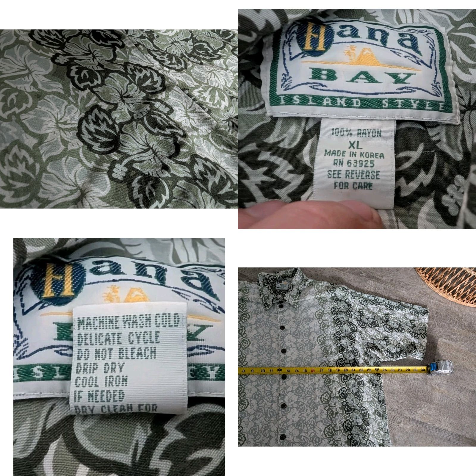 Vintage VINTAGE Hana Bay Island Style Hawaiian Camp Shirt XL Green Floral Rayon Mens Size US XL / EU 56 / 4 - 8 Thumbnail