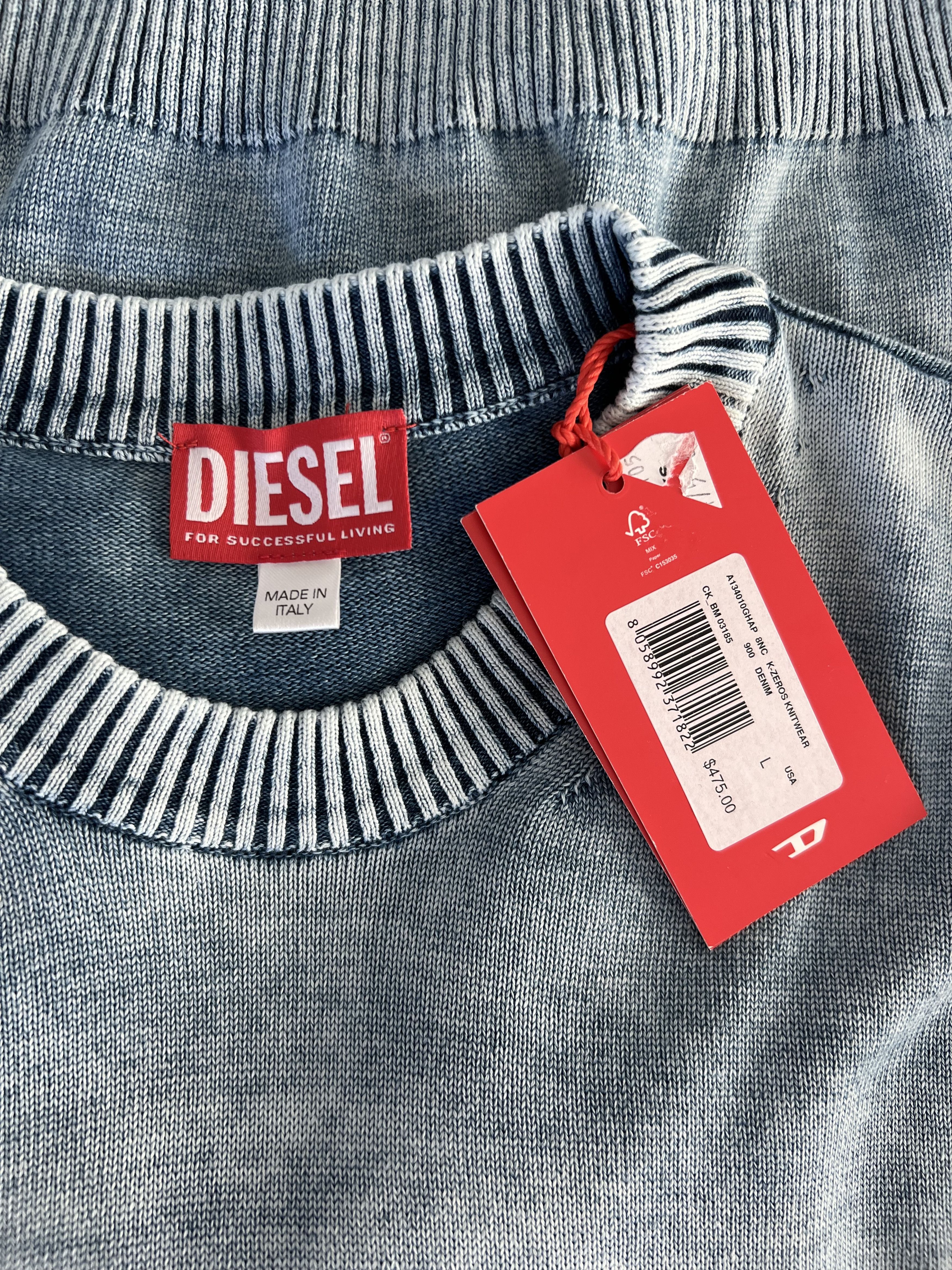 Diesel Diesel K-Zeros Knitwear Sweater in Indigo Blue Size US L / EU 52-54 / 3 - 7 Thumbnail