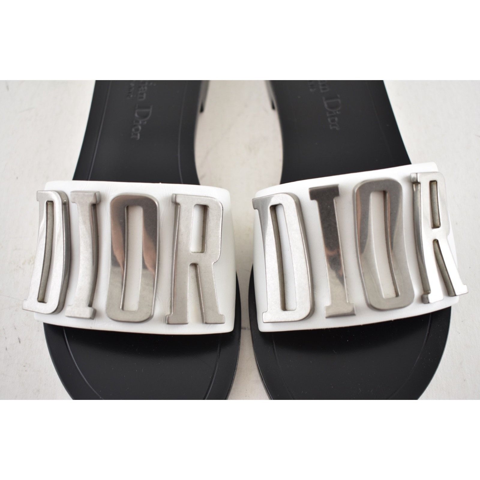 Dior Christian Dior Diorevolution White Silver Metal Logo Slide Size US 6.5 / IT 36.5 - 6 Thumbnail