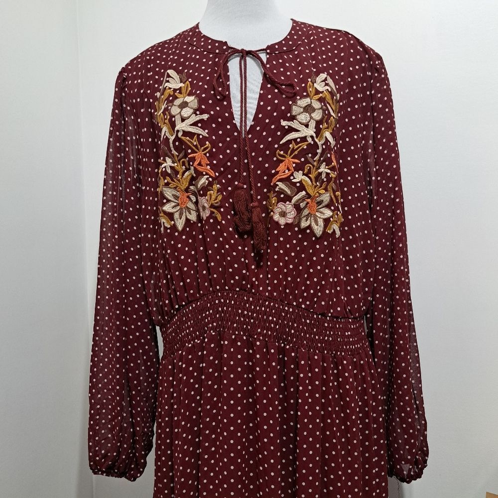 Other RusttyDustty Polka-Dot Floral Embroidered Modern Boho Tie Ne Size 4XL / US 24-26 - 13 Thumbnail