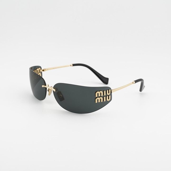 Miu Miu Miu Miu MUA51S 5AK5S0 Sunglasses Gold Rectangle Frame Size ONE SIZE - 1 Thumbnail