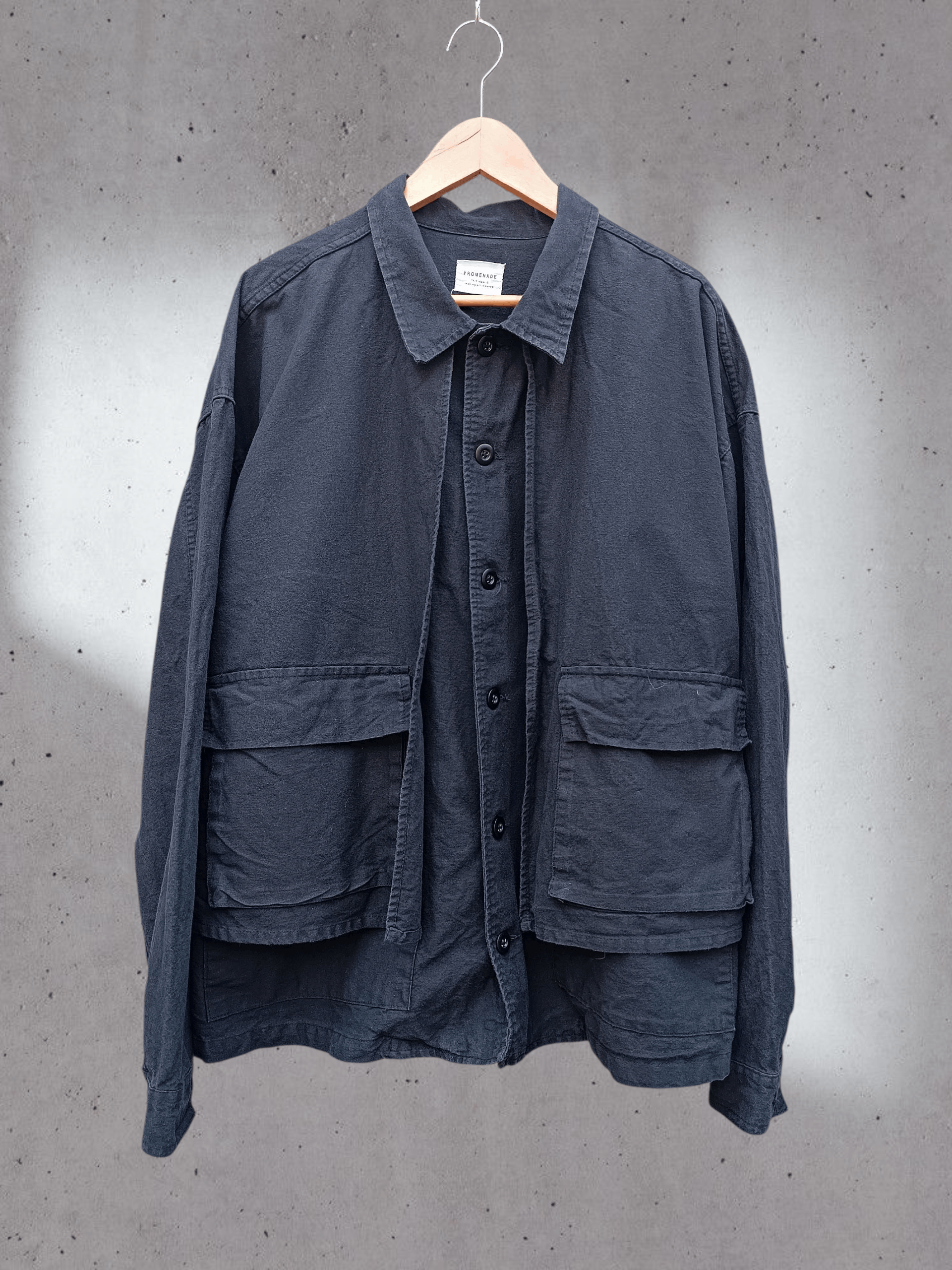 Japanese Brand Fade Black Double Layer BDU Chore Jacket Issey Yohji Style Size US L / EU 52-54 / 3 - 1 Thumbnail