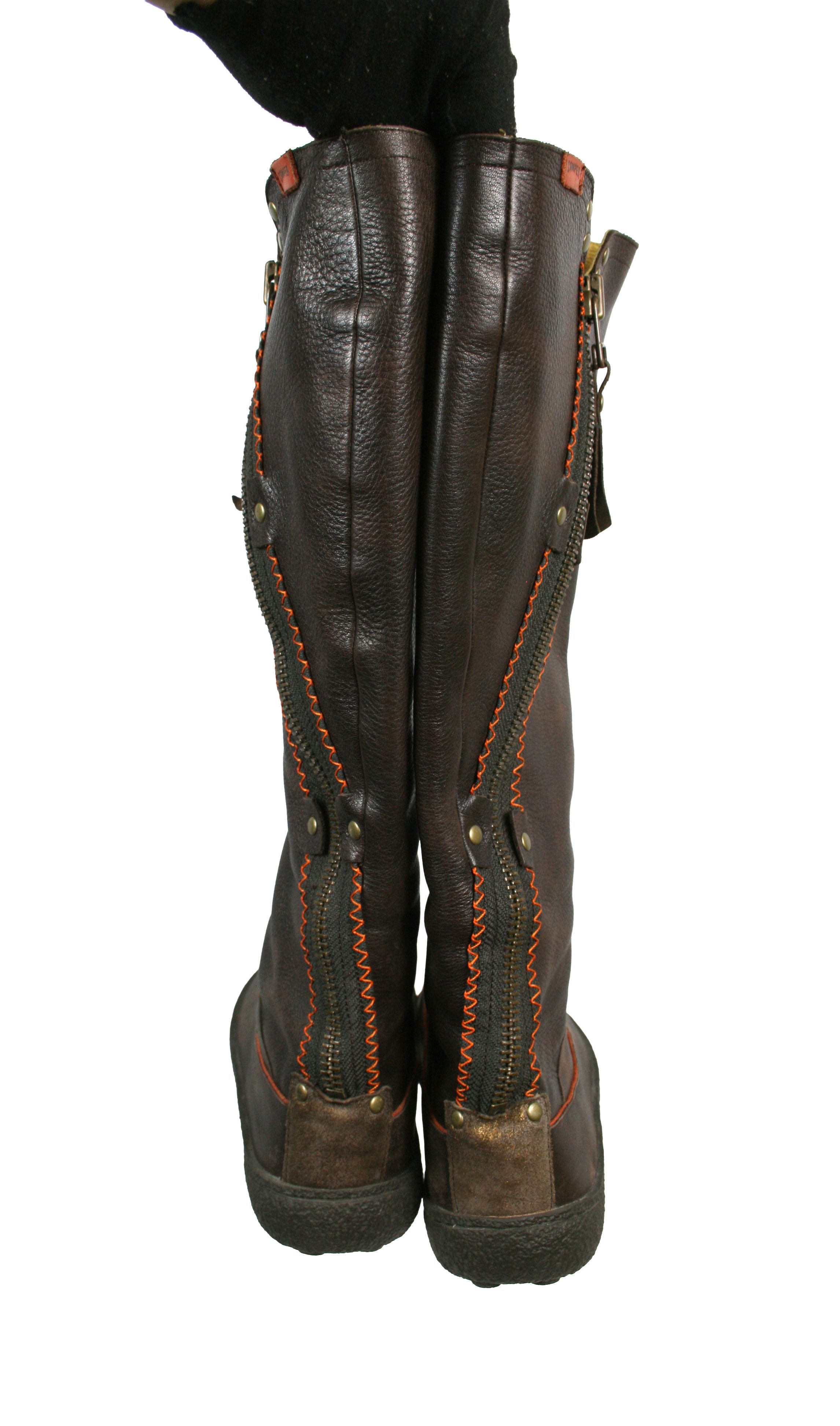 Camper Y2K Moto Boxing Knee High Leather Boots Vintage Size US 7 / IT 37 - 13 Thumbnail