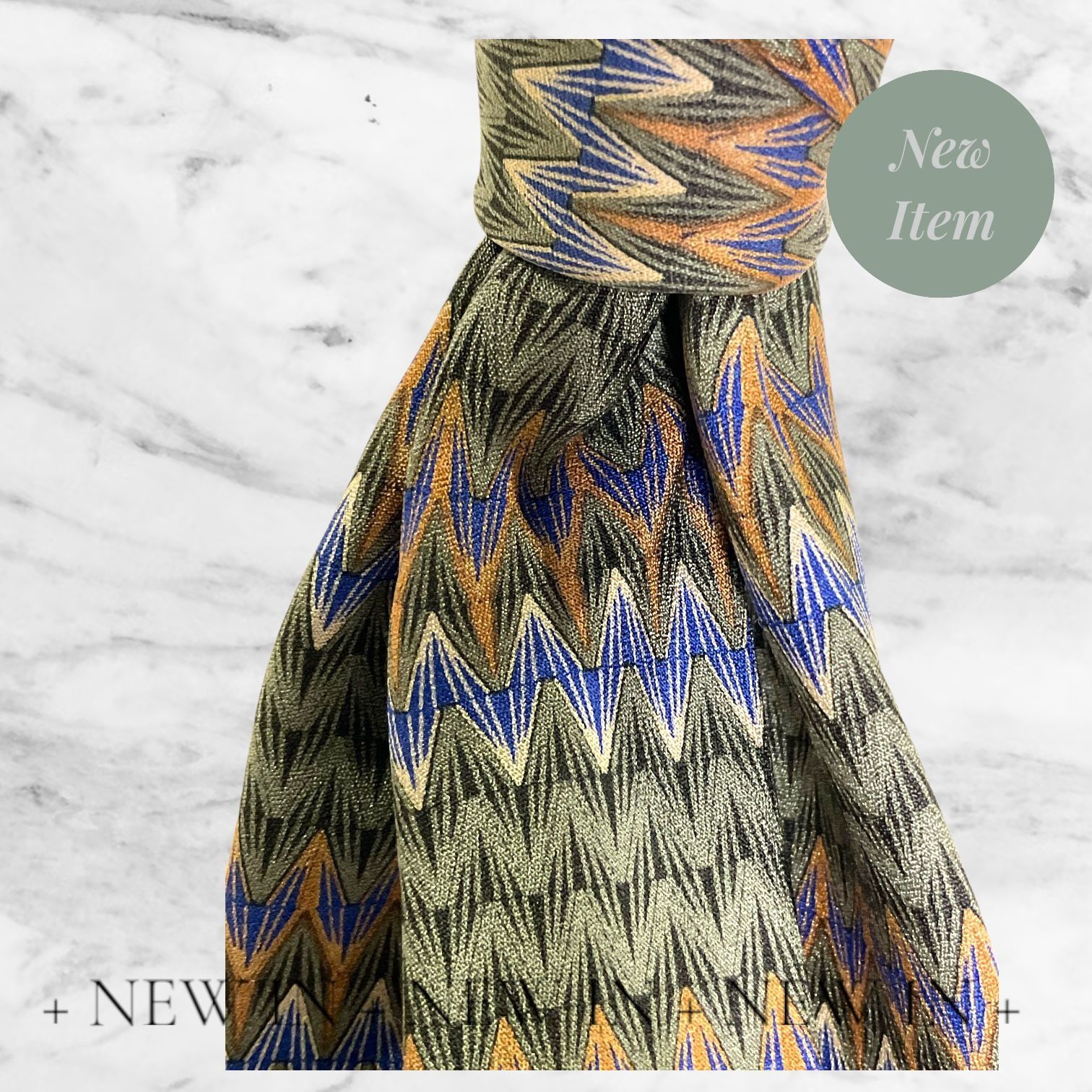 Croft & Barrow Croft & Barrow Zigzag Pattern Silk Tie - Green Yellow & Blue Size ONE SIZE - 8 Thumbnail