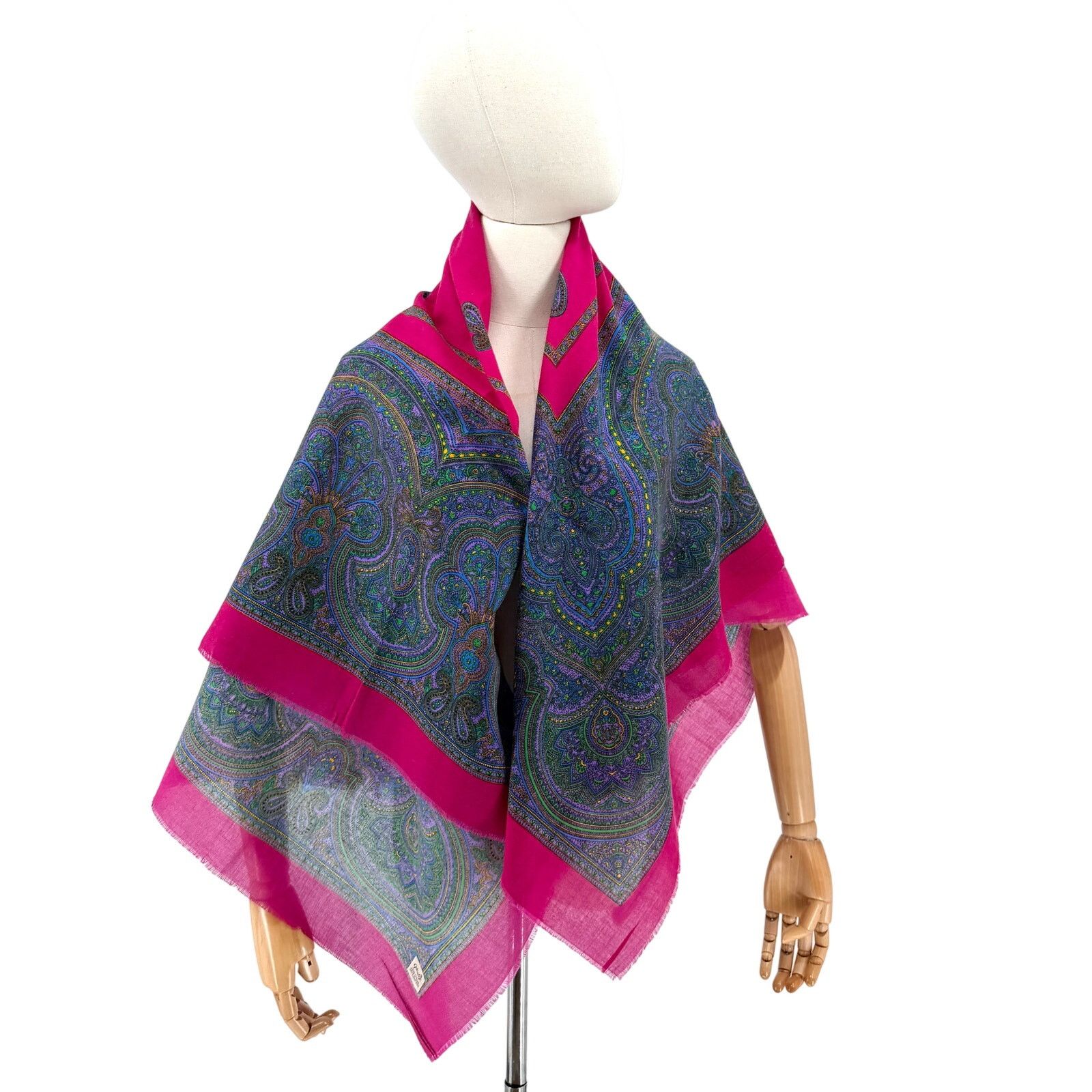 Vintage Vintage 70s Pink Paisley Oversized Square Scarf Size ONE SIZE - 1 Thumbnail