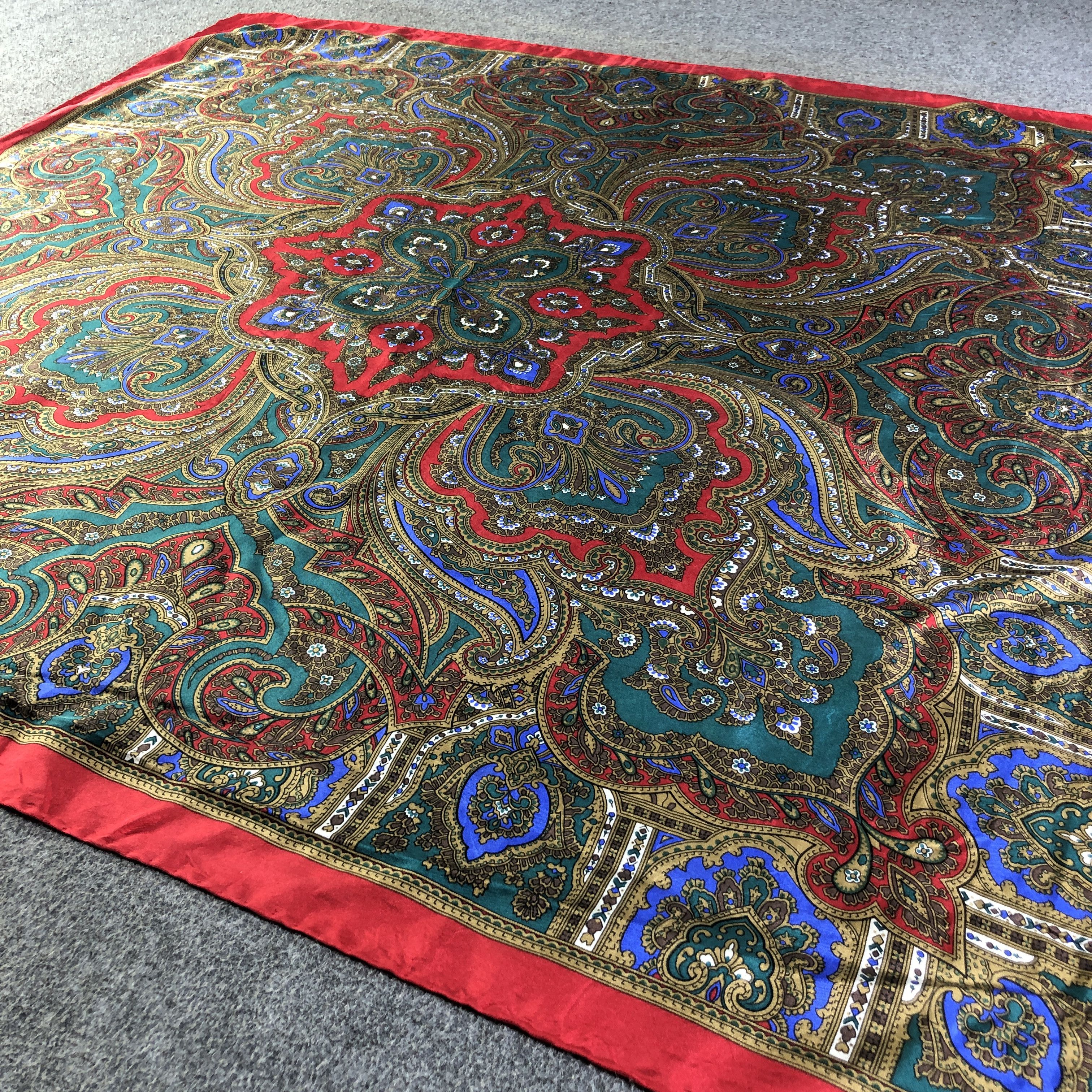 Japanese Brand Luxury Paisley Hand Rolled Silk Scarf M1042 Size ONE SIZE - 3 Thumbnail
