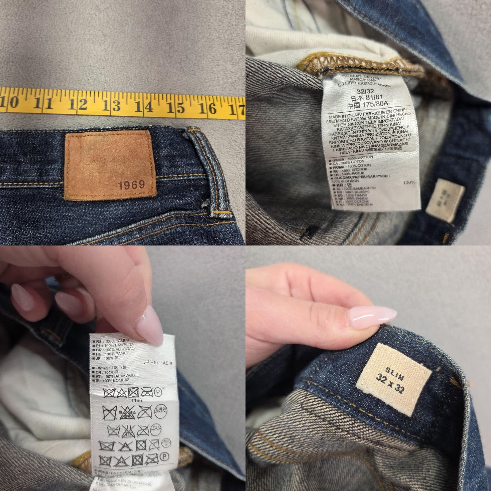 Gap Gap 1969 Jeans Mens Regular 32x26 Blue Cotton 5-Pocket Whiskers Selvedge Straight Vintage No Size US 32 / EU 48 - 9 Thumbnail