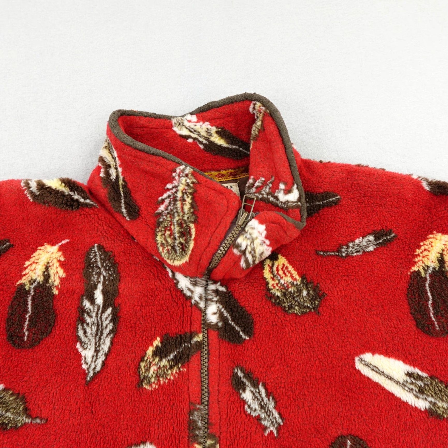 Vintage VINTAGE Tsunami Sweater Womens Medium Red Fleece Feather Print 1/4 Zip Pullover Canada Size M / US 6-8 / IT 42-44 - 2 Thumbnail