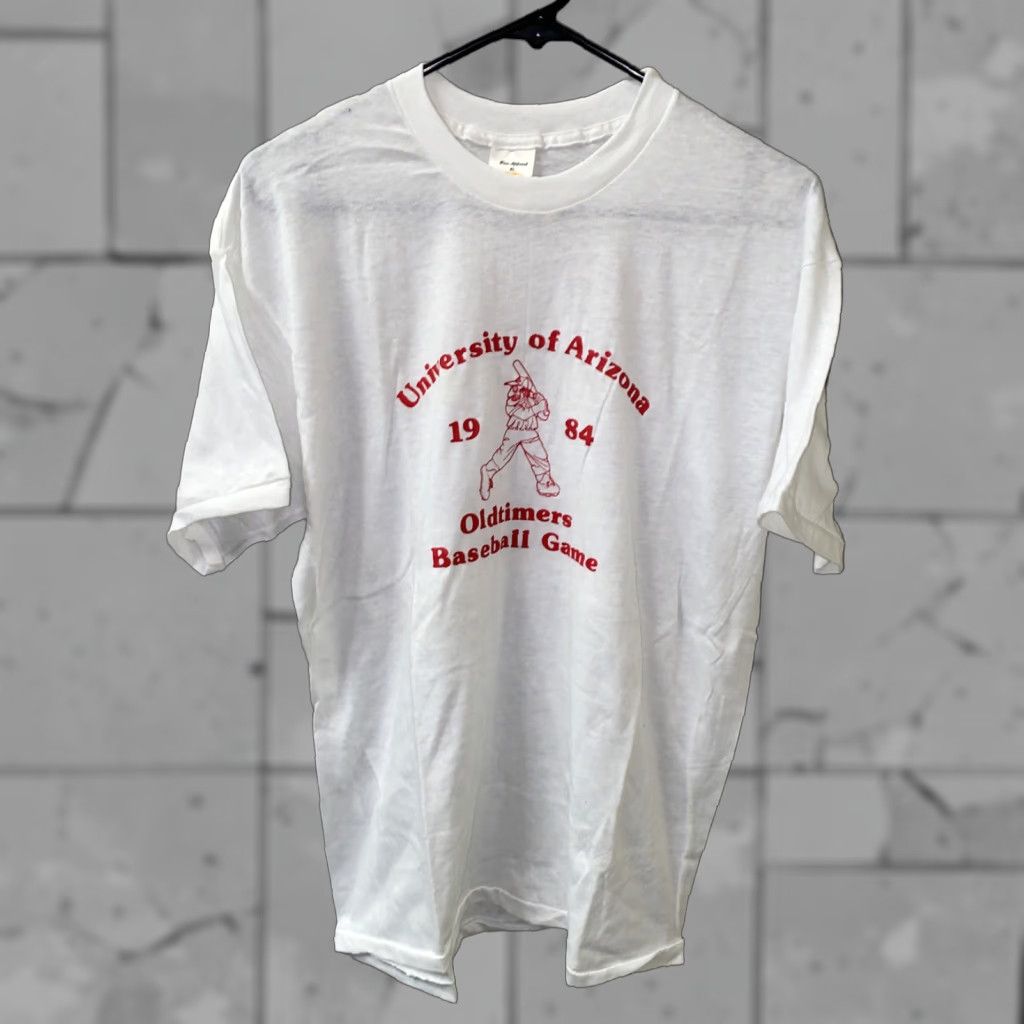 Vintage VINTAGE R And D Mens T-Shirt White U Of A Baseball 1984 XL Shirt Mens Dress? Size US XL / EU 56 / 4 - 1 Thumbnail