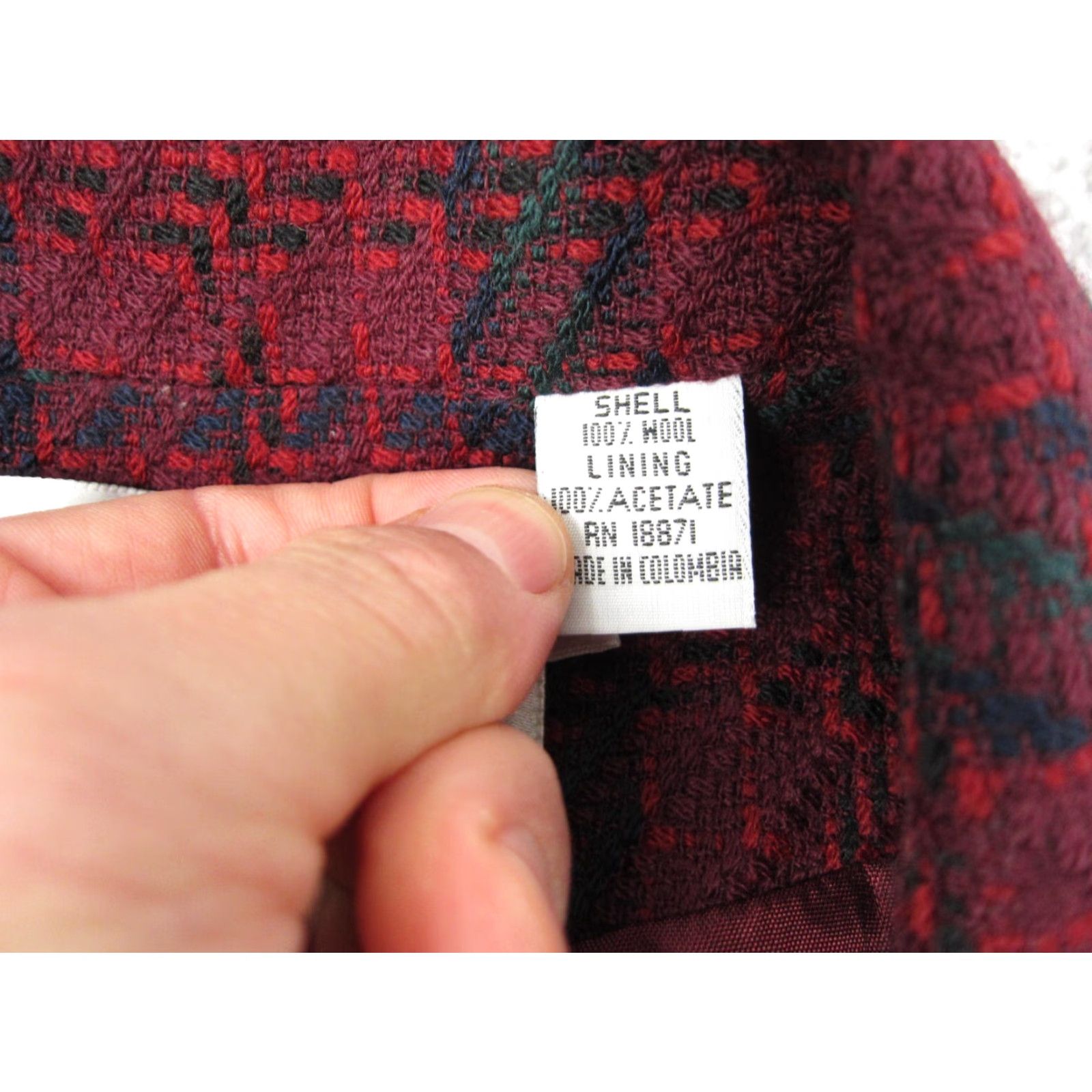 Vintage VINTAGE JH Collectibles Jacket Womens Size 14 Red 100% Wool Houndstooth Blazer Long Sleeve Casual Fall Winter Pockets 80s 90s Womens Jacket Size XL / US 12-14 / IT 48-50 - 4 Thumbnail