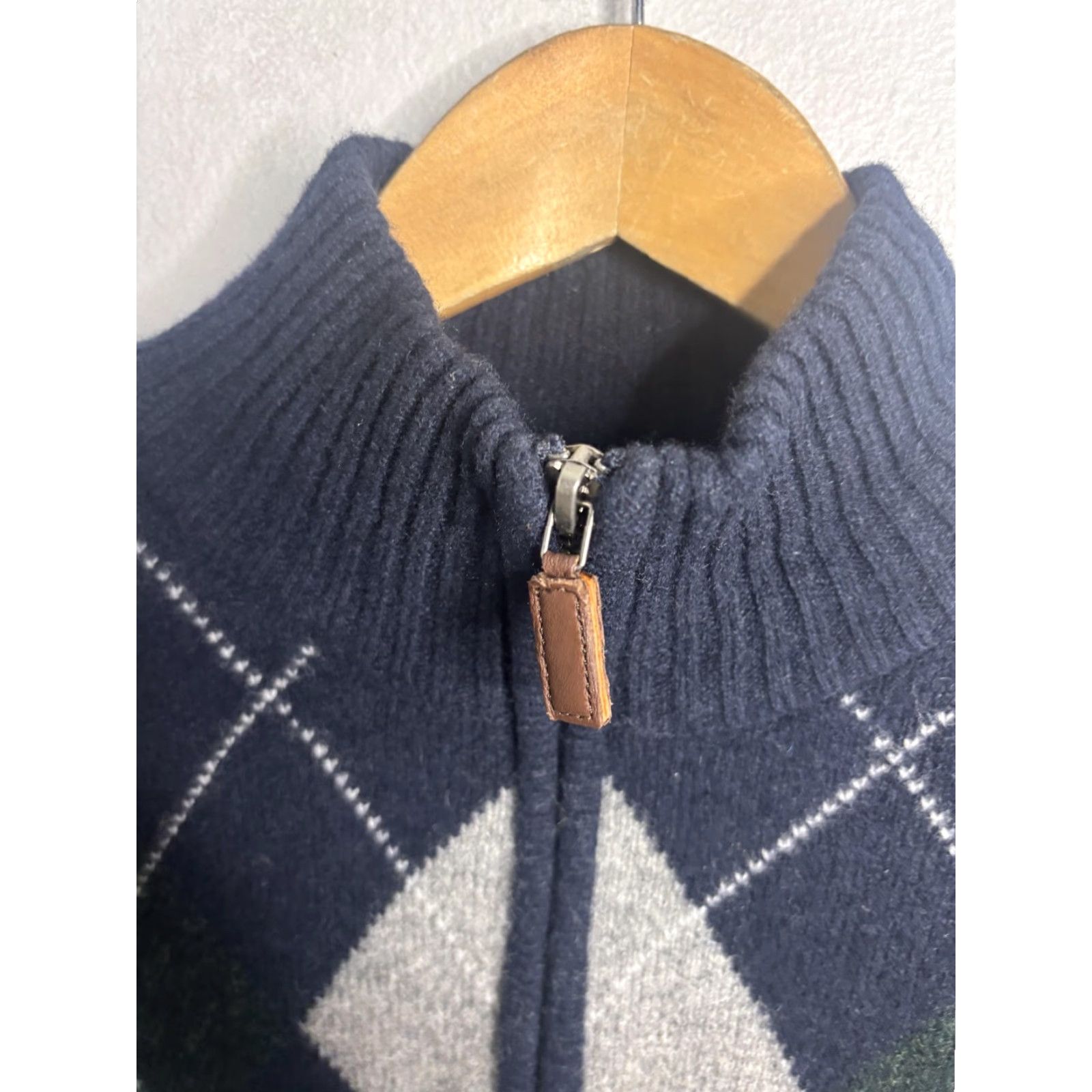 J.Crew J.Crew Sweater Mens M Blue Argyle 1/4 Zip Mock Neck Lambswool Pullover Knit Size US M / EU 48-50 / 2 - 3 Thumbnail