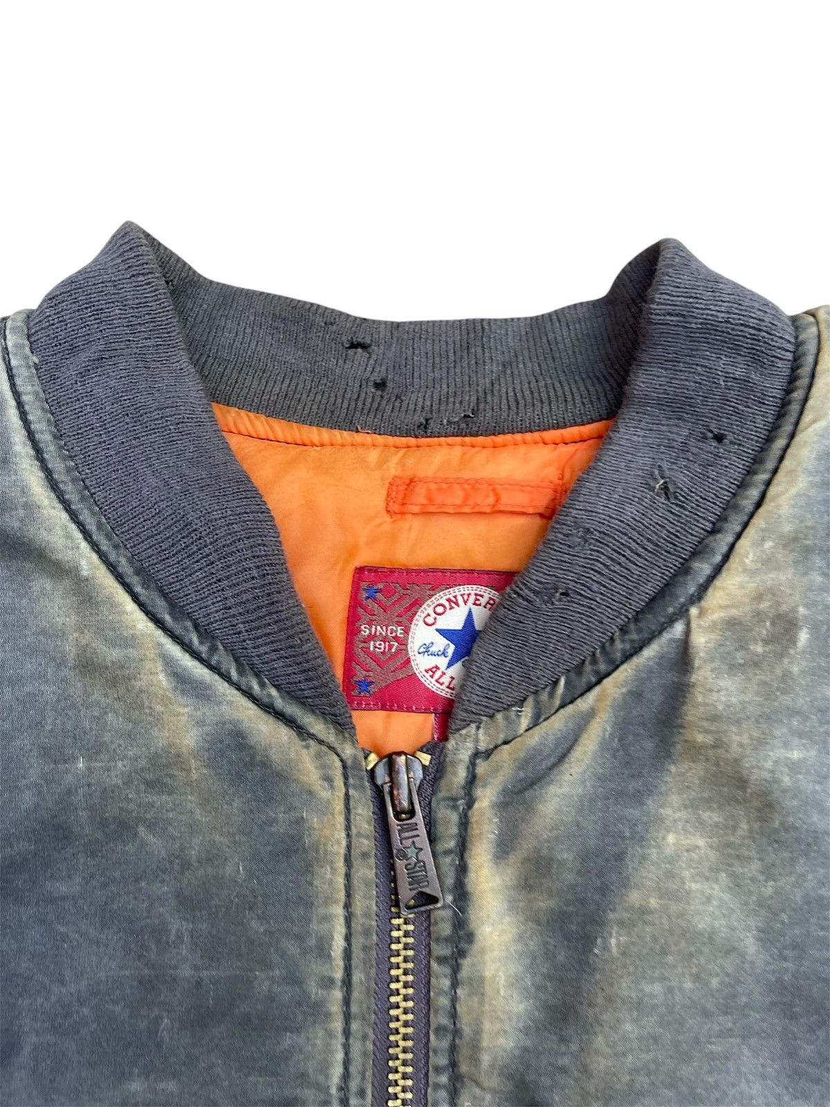 Converse × Vintage Vintage Converse Bomber Jacket Distressed Fade Orange Lining Size US M / EU 48-50 / 2 - 3 Thumbnail