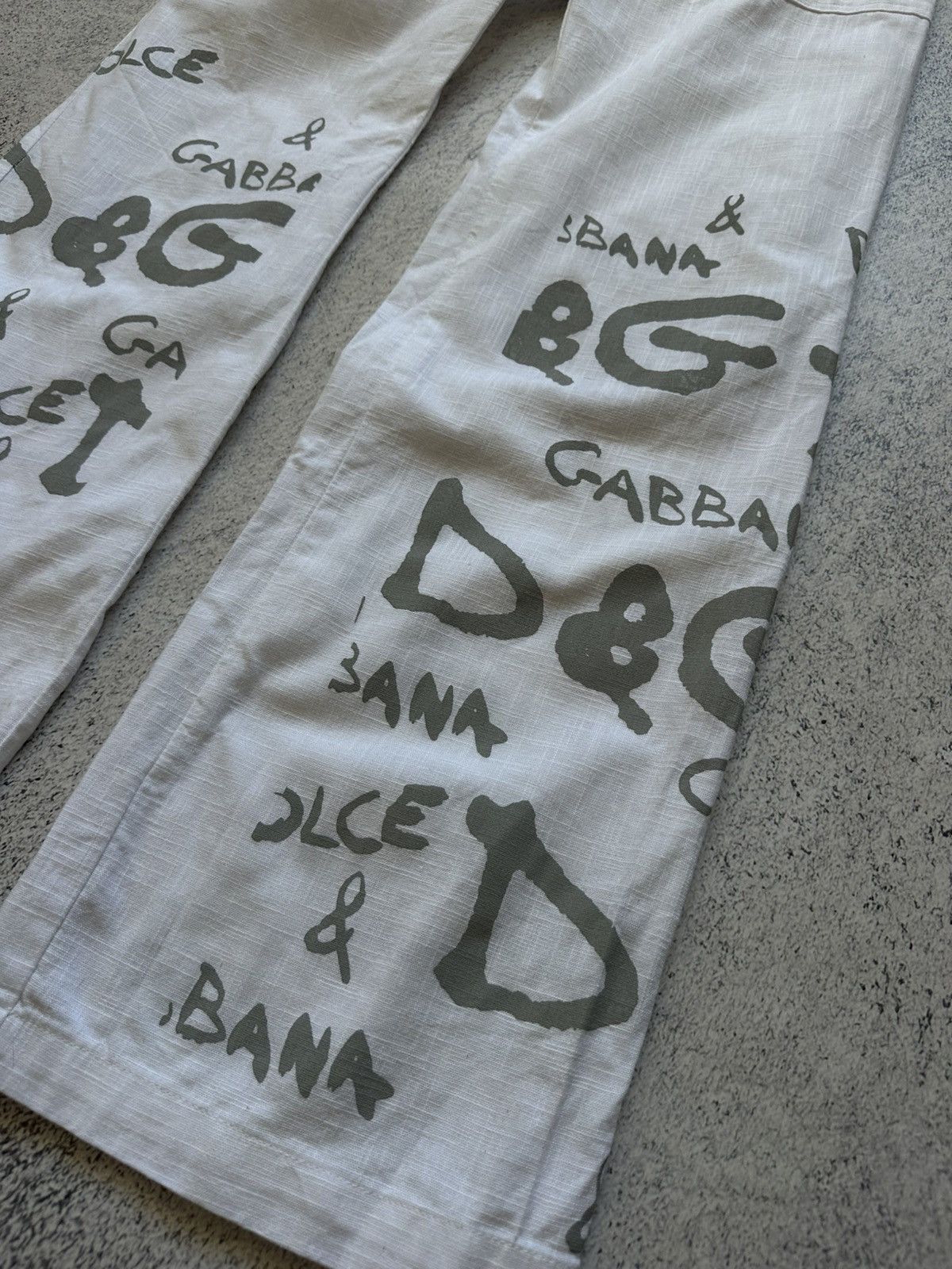 Other Rare! Vintage Dolce & Gabbana Multilogo Linen Pants Y2K Sexy Size 34" / US 12 / IT 48 - 3 Thumbnail