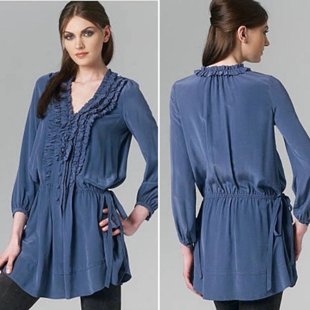 Rebecca Taylor Rebecca Taylor Silk Tuxedo Ruffle Tunic Dress Size XS / US 0-2 / IT 36-38 - 1 Thumbnail