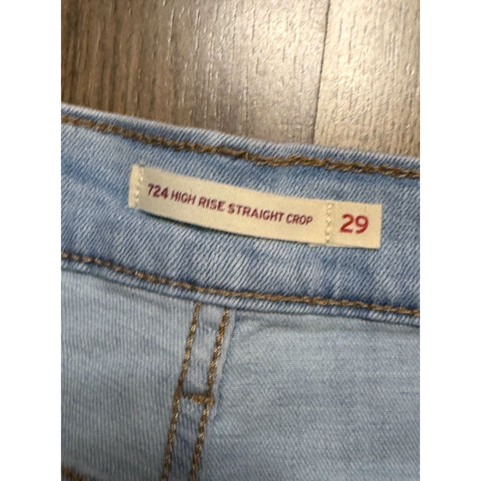 Levi's Levi's Jeans Women's Size 29 Blue Denim High Rise Straight Crop Distressed Jeans Size 29" - 4 Thumbnail
