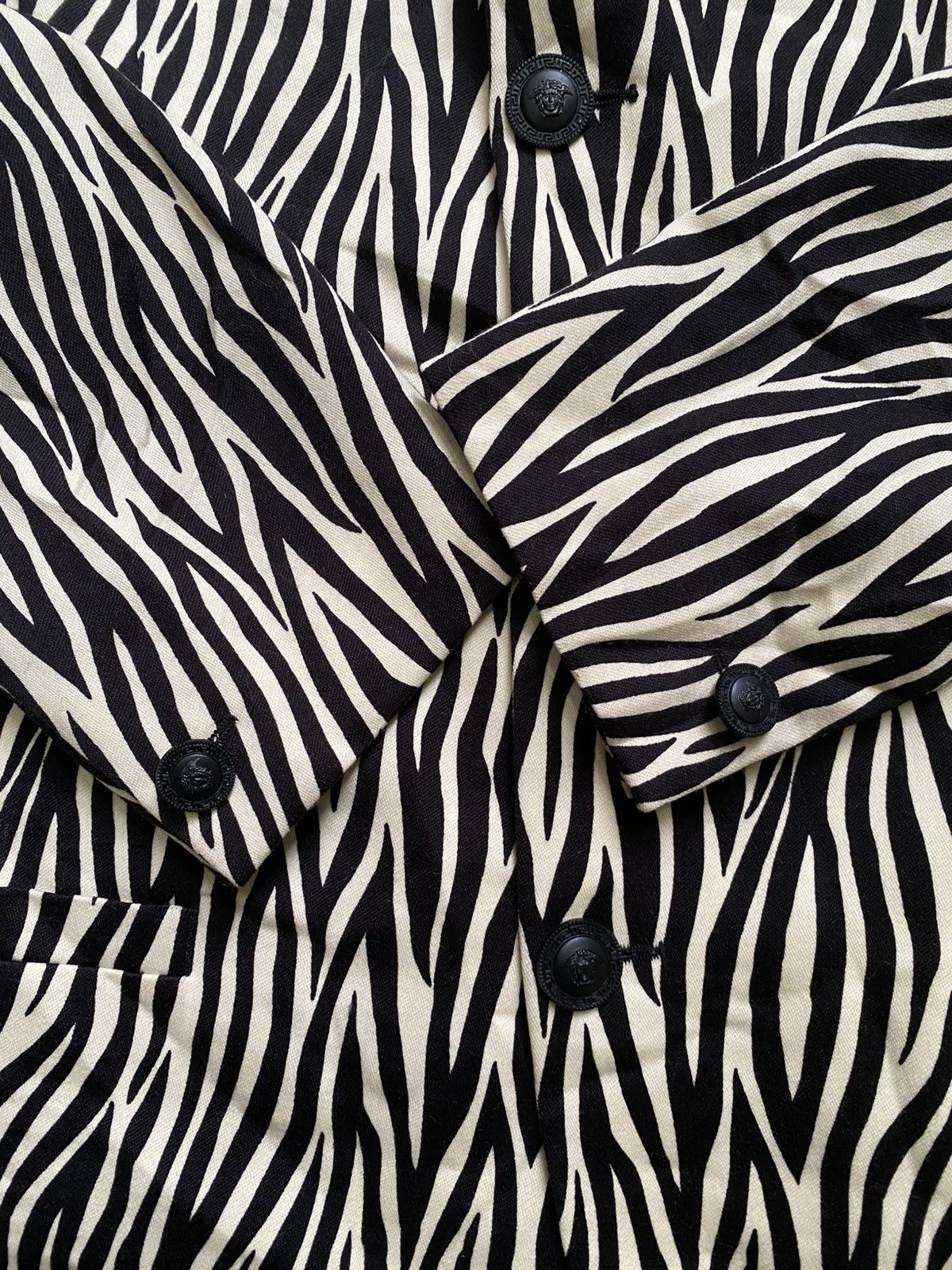 Versace Giani Versace Vintage Zebra Medusa Pure Wool Tailored Jacket Size 46S - 6 Thumbnail