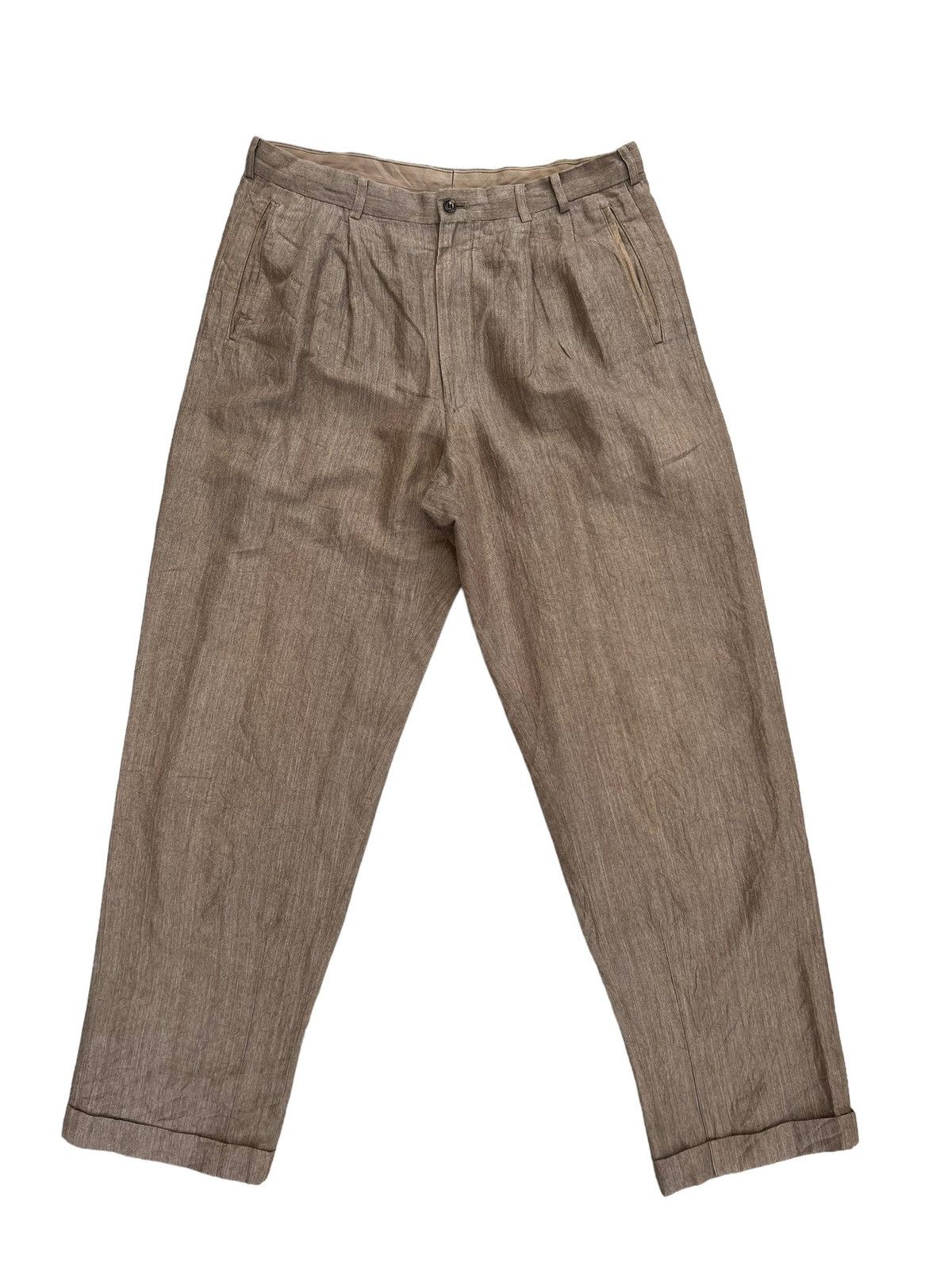 Other Vintage Papas Japan Sun Fade Light Brown Linen Loose Trouser Size US 32 / EU 48 - 1 Thumbnail