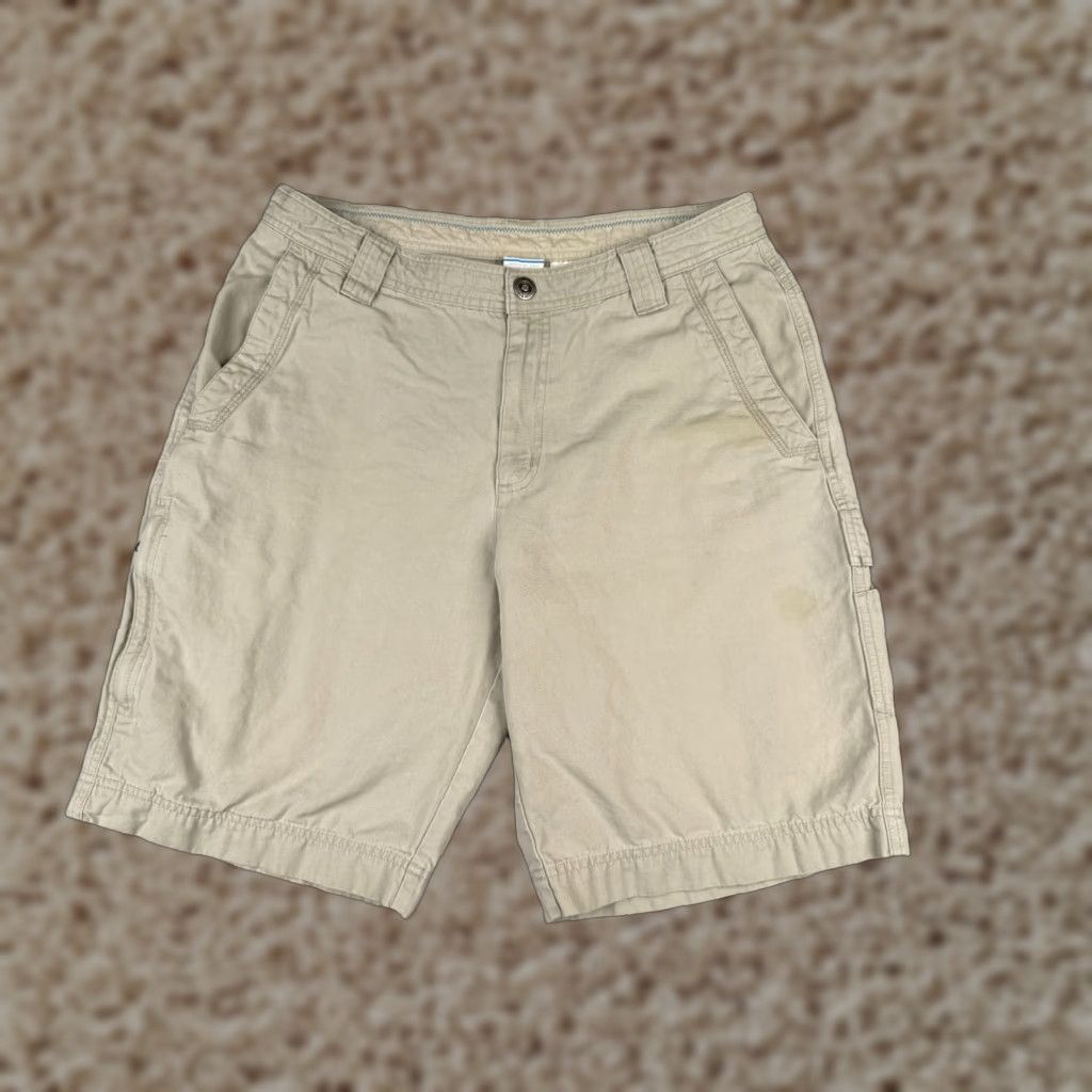 Vintage Columbia Men Cargo Shorts 34 Beige 100% Cotton Nylon Zip Pockets Bridge Hike Camp 34x11 Mens Regular Beige Cargo Pocket Size US 34 / EU 50 - 1 Thumbnail