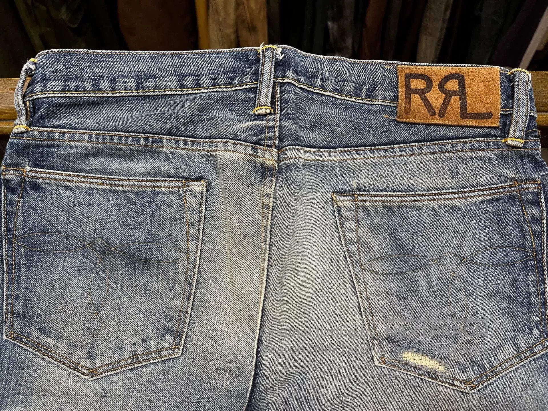 RRL Ralph Lauren distressed low-rise denim pants by RRL. Size US 31 - 9 Thumbnail