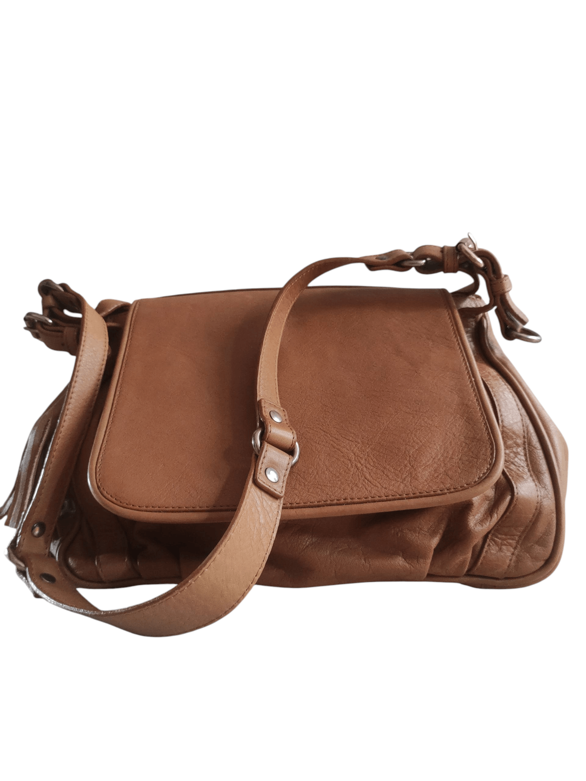 Massimo Dutti Massimo Dutti Satchel Bag Camel Leather Crossbody Bag Size ONE SIZE - 2 Thumbnail