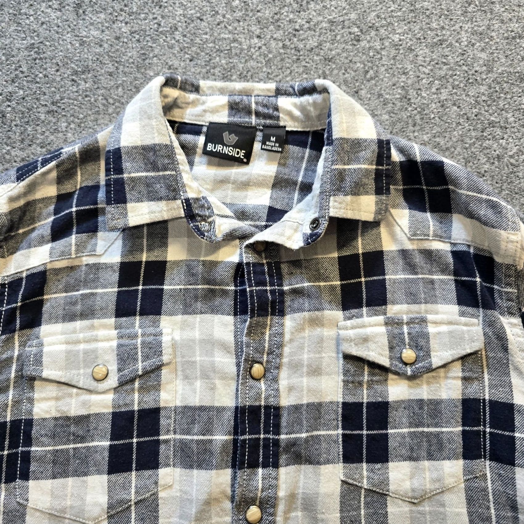 Burnside Burnside Shirt Mens Medium Gray Plaid Flannel Pearl Snap Button-Up Casual Outdoors Shirt Size US M / EU 48-50 / 2 - 2 Thumbnail