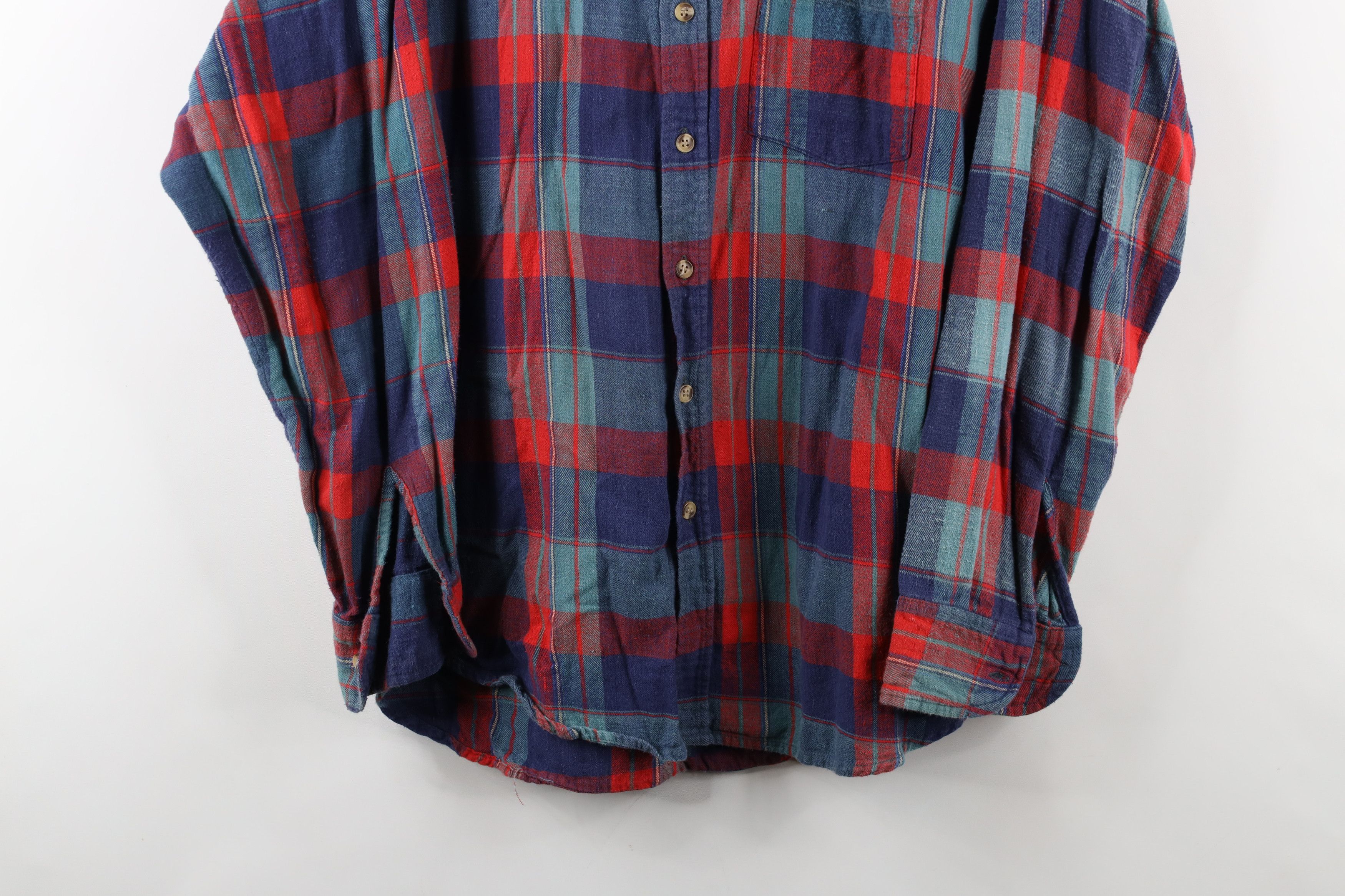 Vintage Vintage 70s Streetwear Faded Plaid Flannel Button Shirt Size US L / EU 52-54 / 3 - 3 Thumbnail