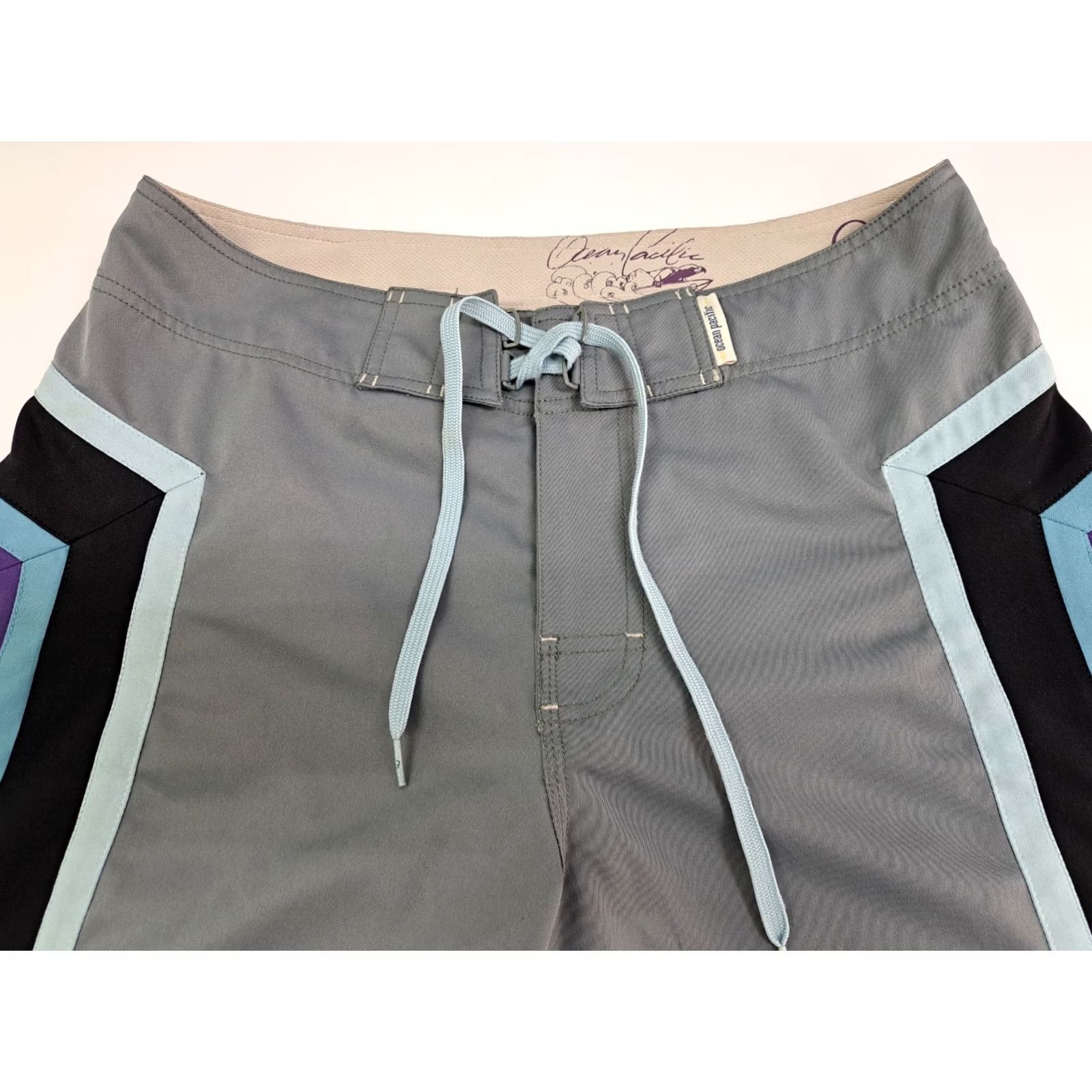 Ocean Pacific Ocean Pacific Board Shorts Mens Size 32 Striped Multicolor 70s 80s Lifeguard Surfing Back Pocket Zip Drawstring Size US 32 / EU 48 - 2 Thumbnail