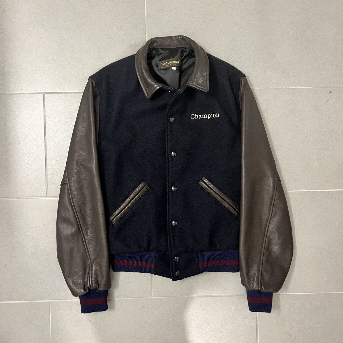 Vintage Vintage Soft USA Cowhide Leather Varsity Jacket Champion Size US S / EU 44-46 / 1 - 1 Thumbnail