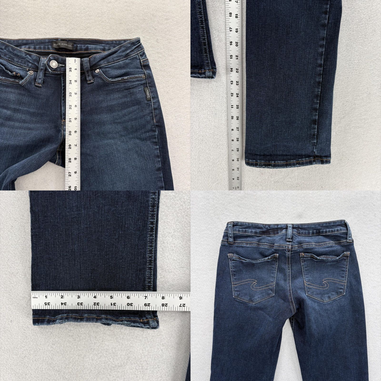 Silver Jeans Co. Silver Jeans Tuesday Slim Boot Womens 27x31 Blue Dark Wash Bootcut Stretch Y2K Jeans Size 27" / US 4 / IT 40 - 8 Thumbnail