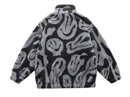 Other Retro style all over print smiley black fleece jacket Size US L / EU 52-54 / 3 - 4 Thumbnail