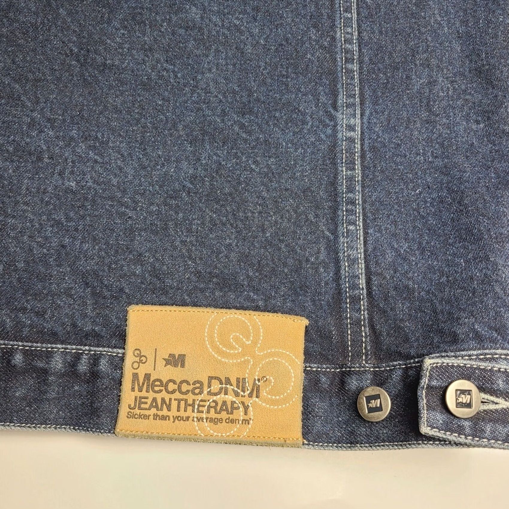 Vintage VINTAGE Mecca DNM Jean Therapy Jacket Denim 90s Mens Large Blue Jeans Button Logo 100% Cotton" Size US 33 - 6 Thumbnail