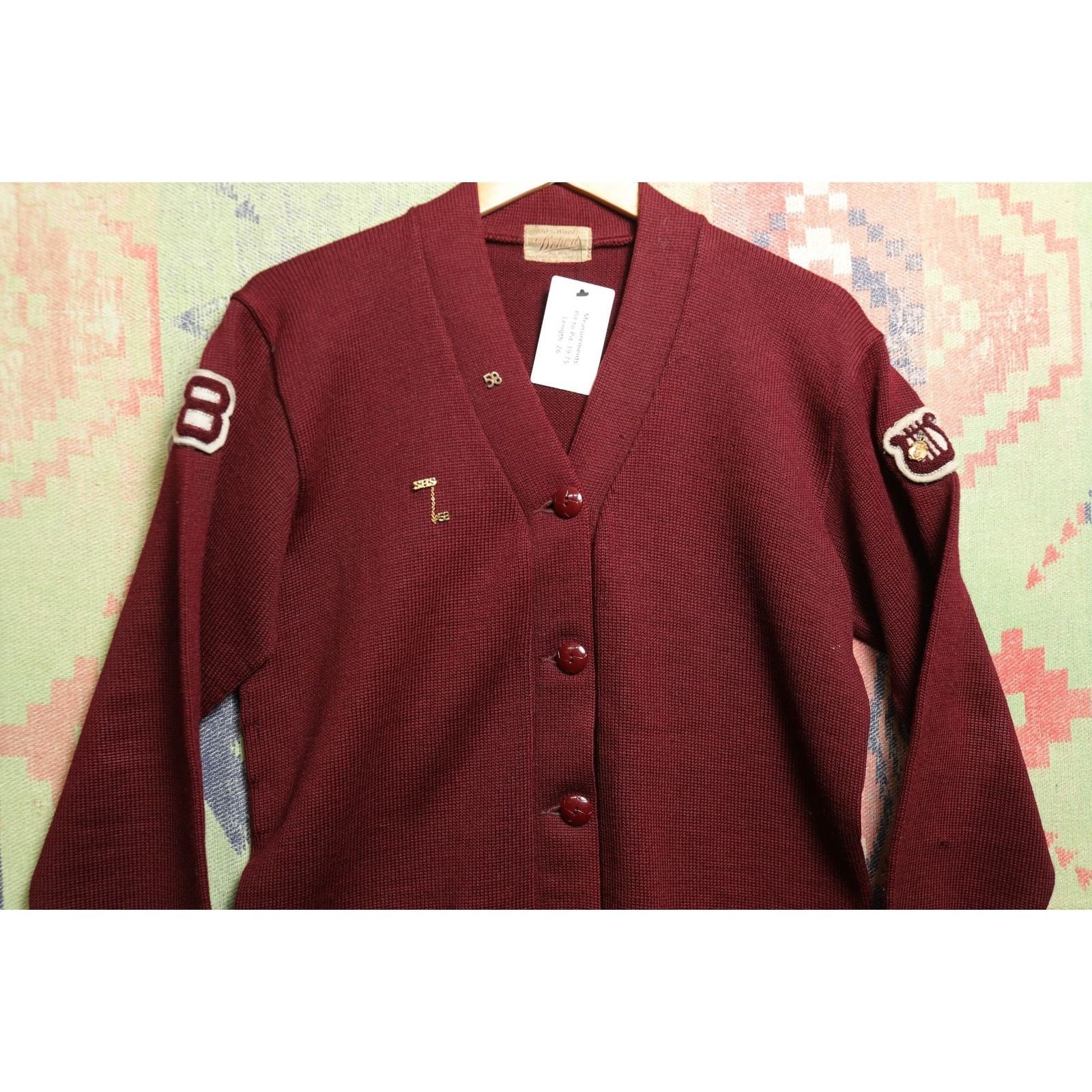 Vintage SHS 1958 Vintage Letter Sweater Medium 50s Size M / US 6-8 / IT 42-44 - 2 Thumbnail
