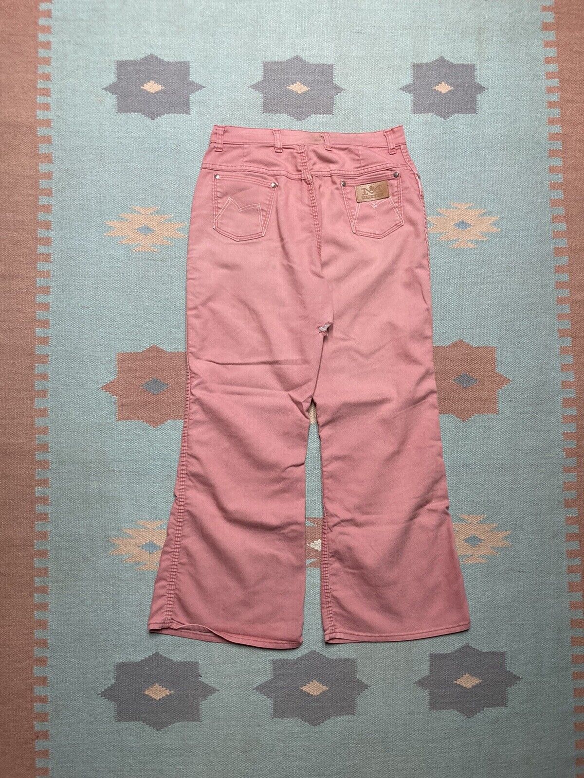 Vintage 60s maverick blue bell jeans salmon flared bell bottoms 18 Size 29" - 1 Thumbnail