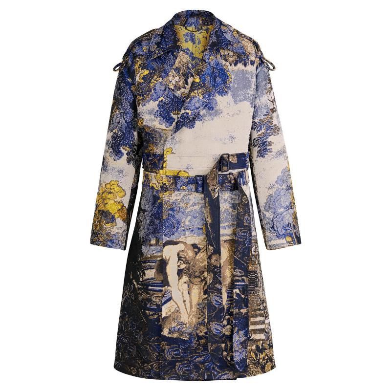 Louis Vuitton Belted Tapestry Trench Coat